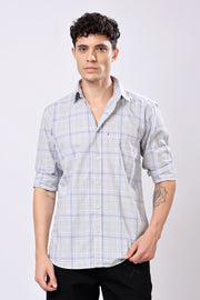 Stylox Olive Green Check Shirt For Men