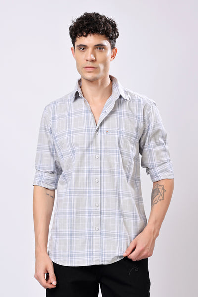 Stylox Olive Green Check Shirt For Men