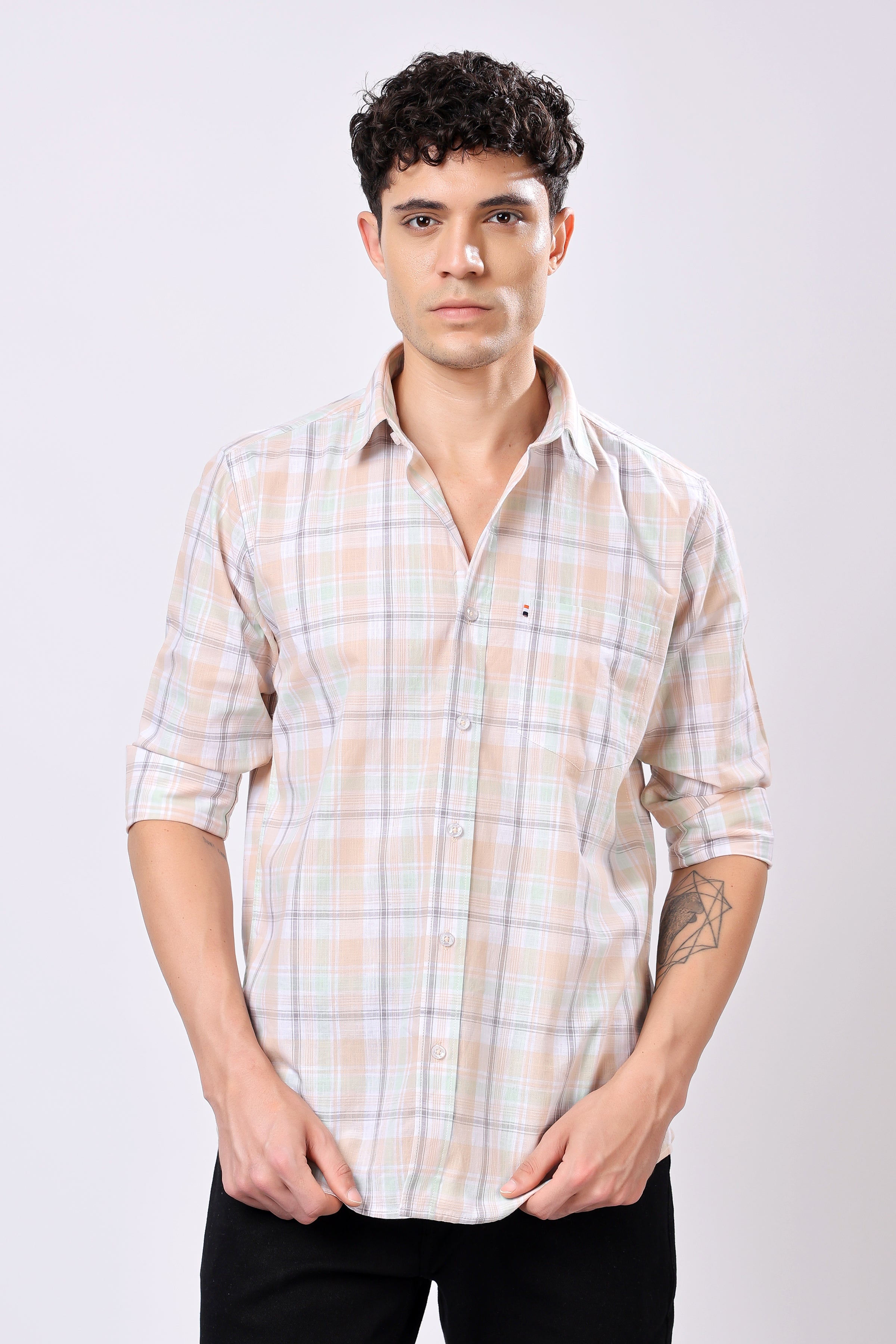Stylox Regular Fit Full Sleeve Casual Check Shirt - Stylox