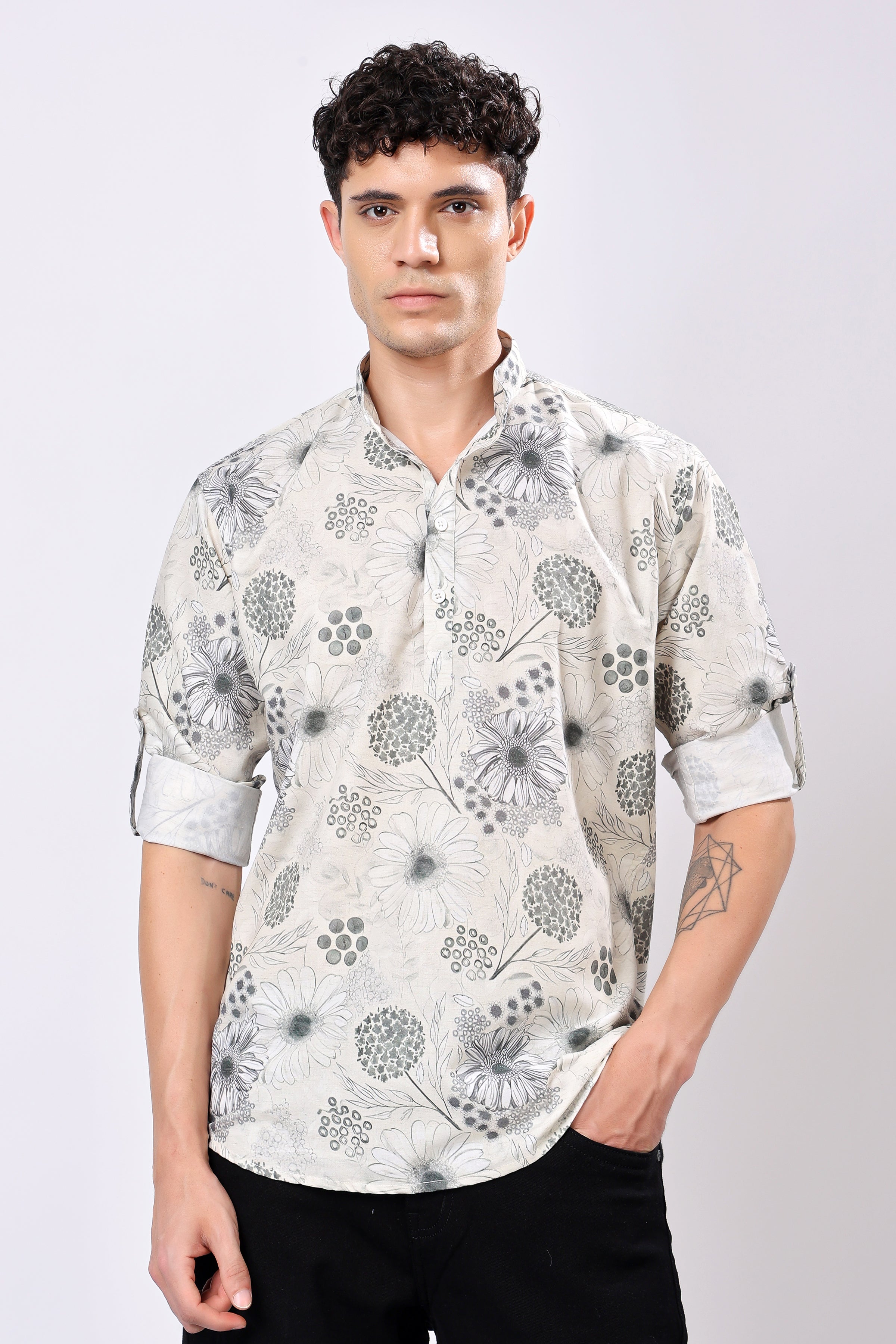 Stylox Flower Print Full Sleeve Casual Kurta