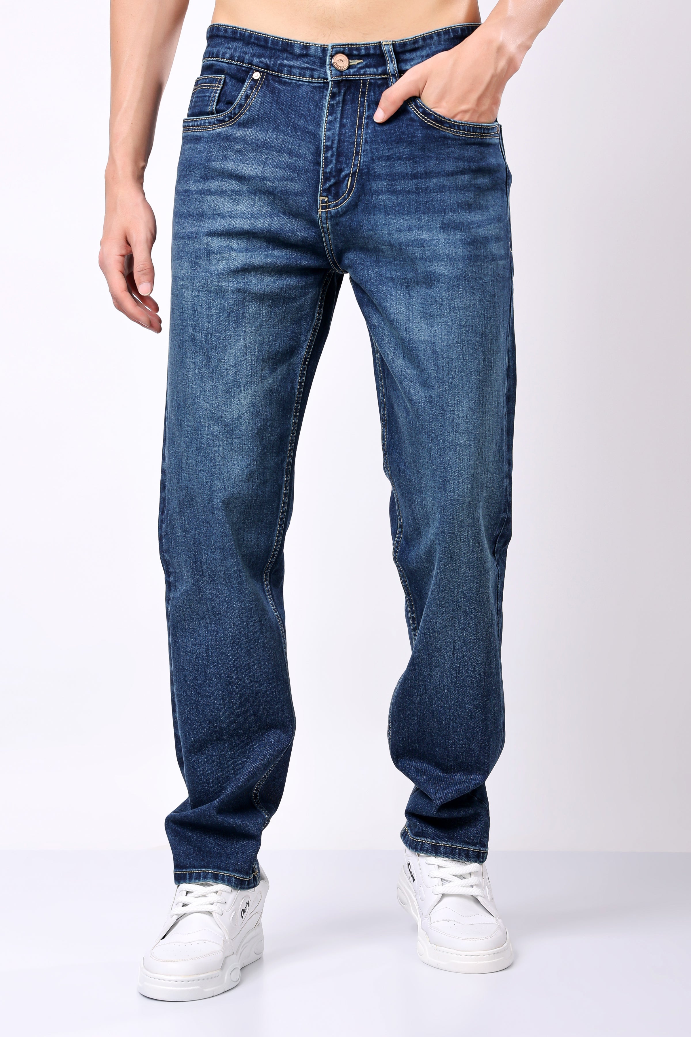 Stylox Men's Relaxed Fit Washed Jeans