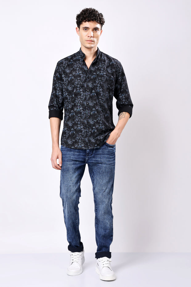 Stylox Full Sleeve Leaf Print Casual Shirt