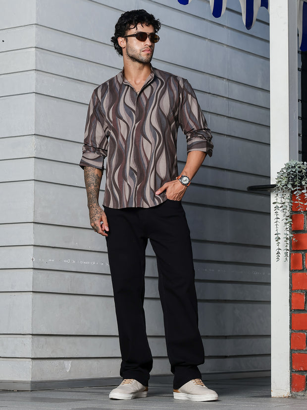 STYLOX ABSTRACT PRINT FULL SLEEVE CASUAL SHIRT