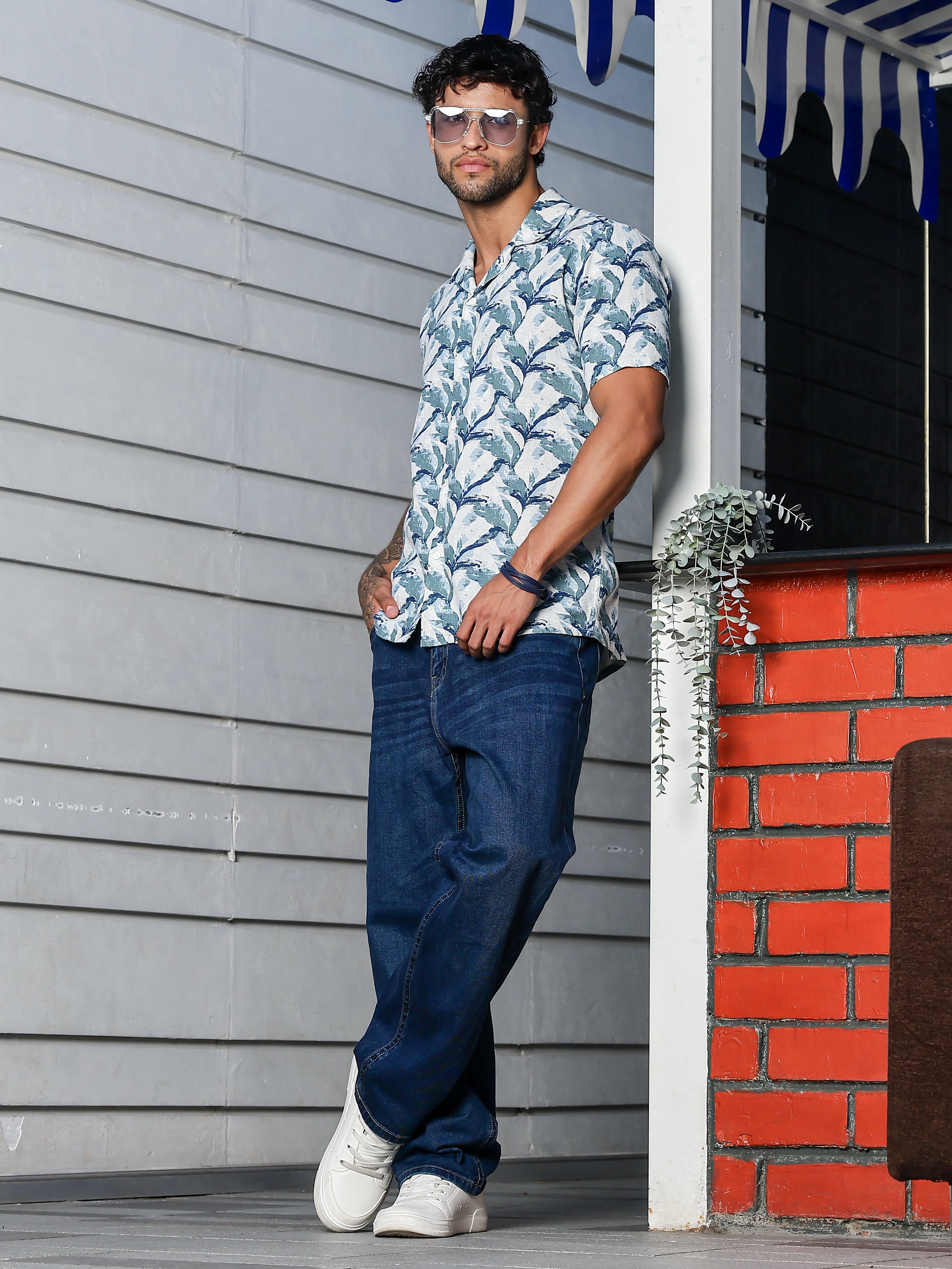 Stylox Half Sleeve Leaf Print Casual Shirt For Men - Stylox