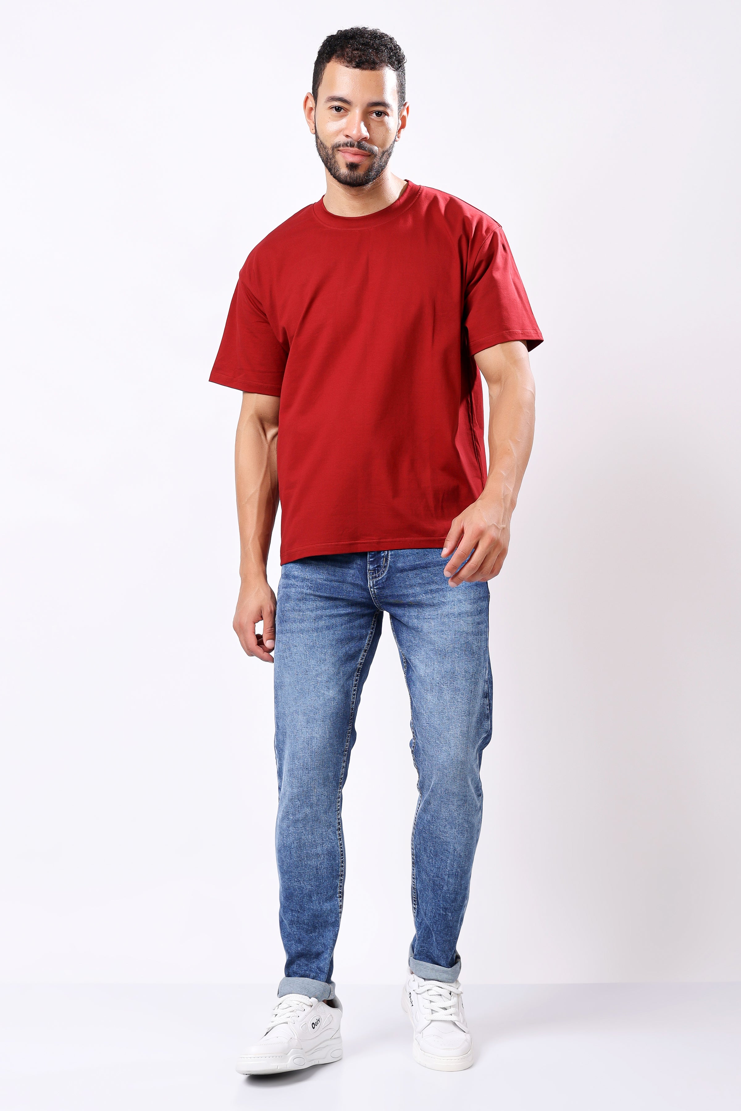 Stylox Men’s Drop Shoulder Round Neck Solid T-Shirt – Oversized Fit, Trendy & Comfortable Casual Wear - Stylox