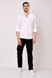 Stylox Men's Solid Full Sleeve Casual Shirt Color - White