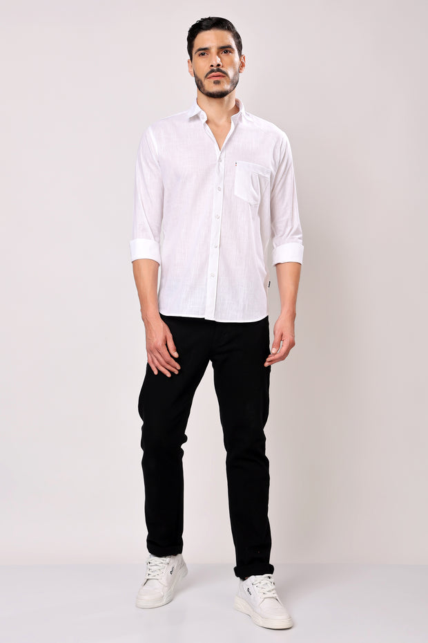 Stylox Men's Solid Full Sleeve Casual Shirt Color - White