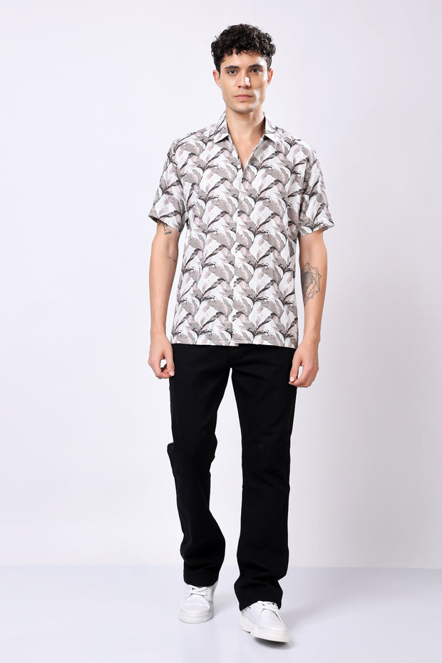 Stylox Half Sleeve Leaf Print Casual Shirt