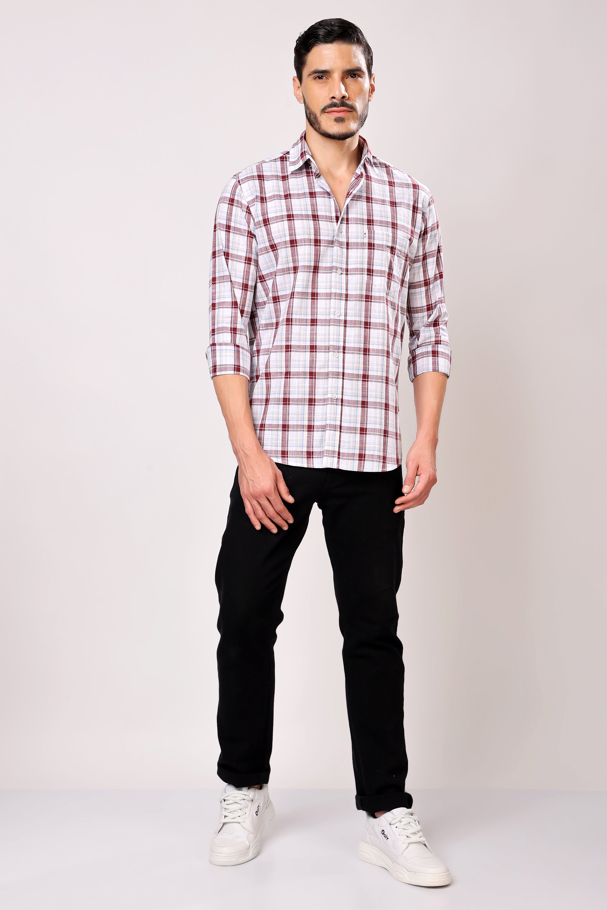 Stylox Men's Regular Fit Full Sleeve Casual Check Shirt - Stylox