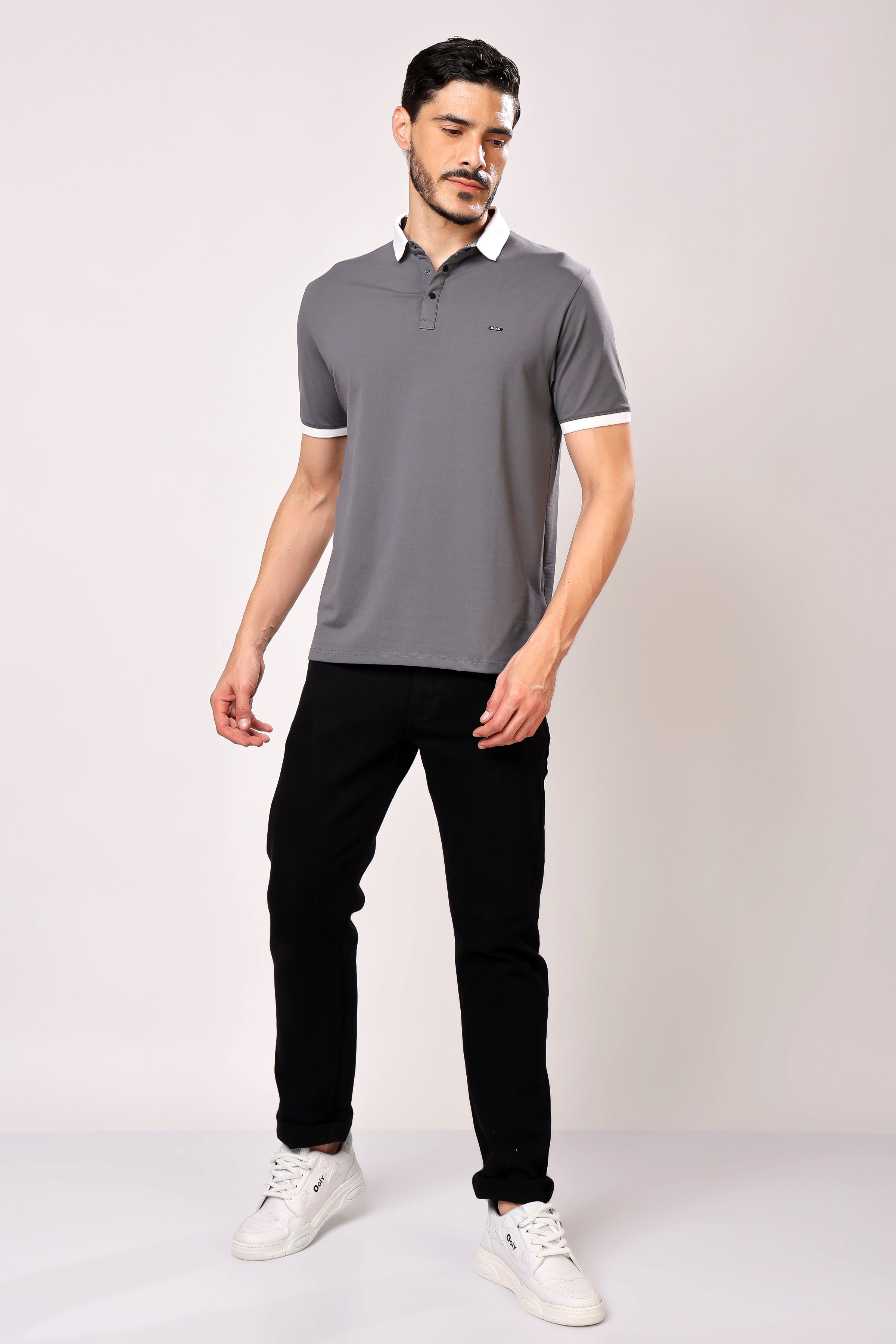 Stylox Men's Solid Polo Neck Casual T-Shirt - Stylox