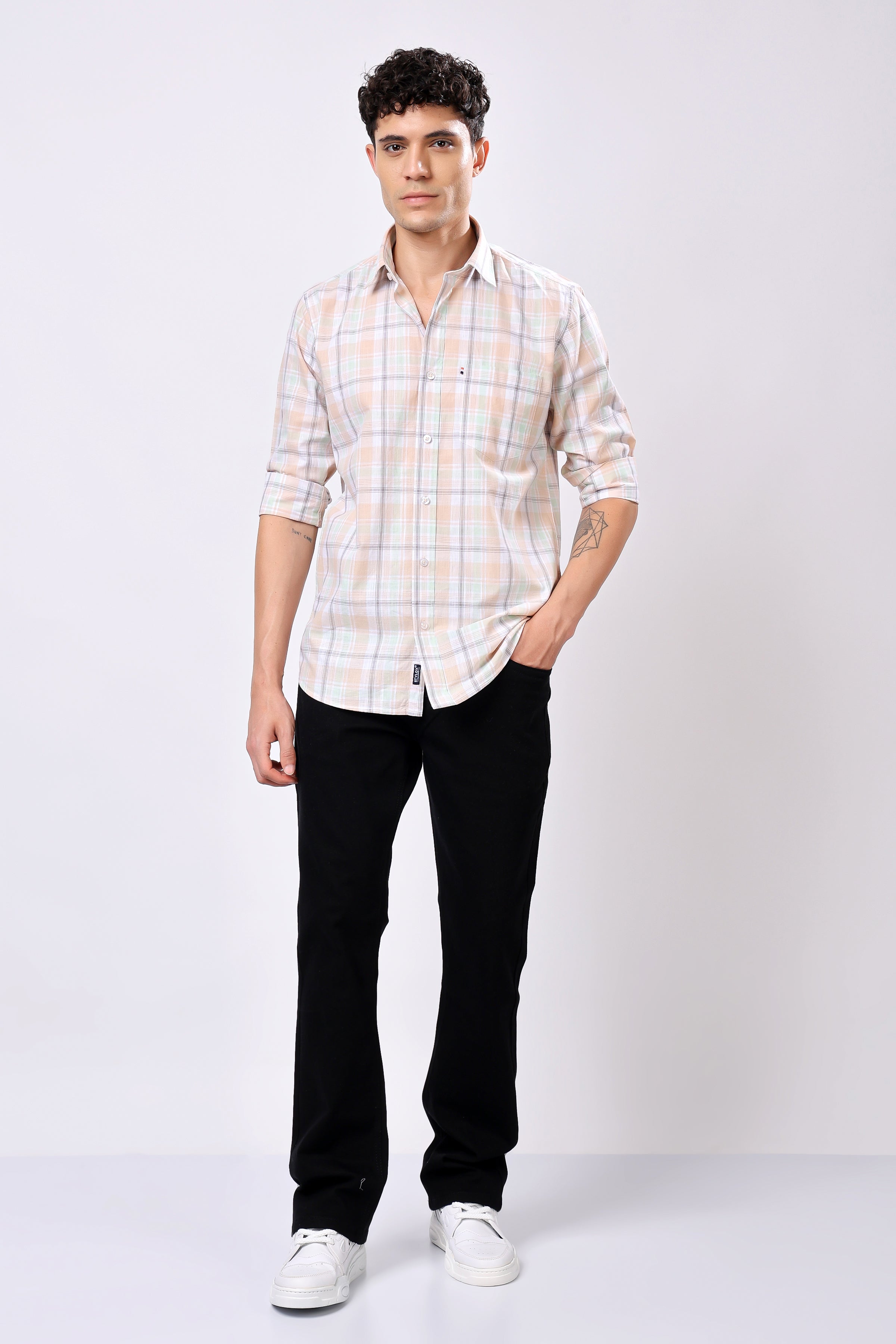 Stylox Regular Fit Full Sleeve Casual Check Shirt - Stylox