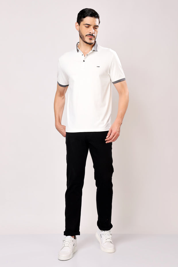 Stylox Men's Solid Polo Neck Casual T-Shirt