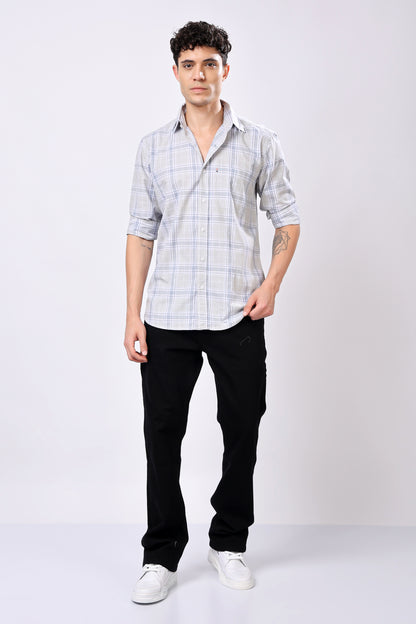 Stylox Olive Green Check Shirt For Men