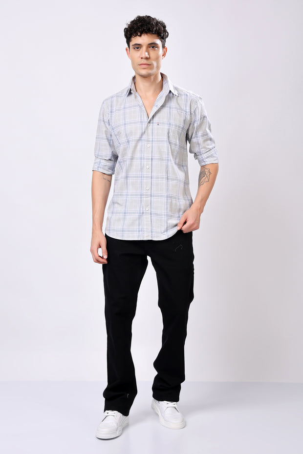 Stylox Olive Green Check Shirt For Men