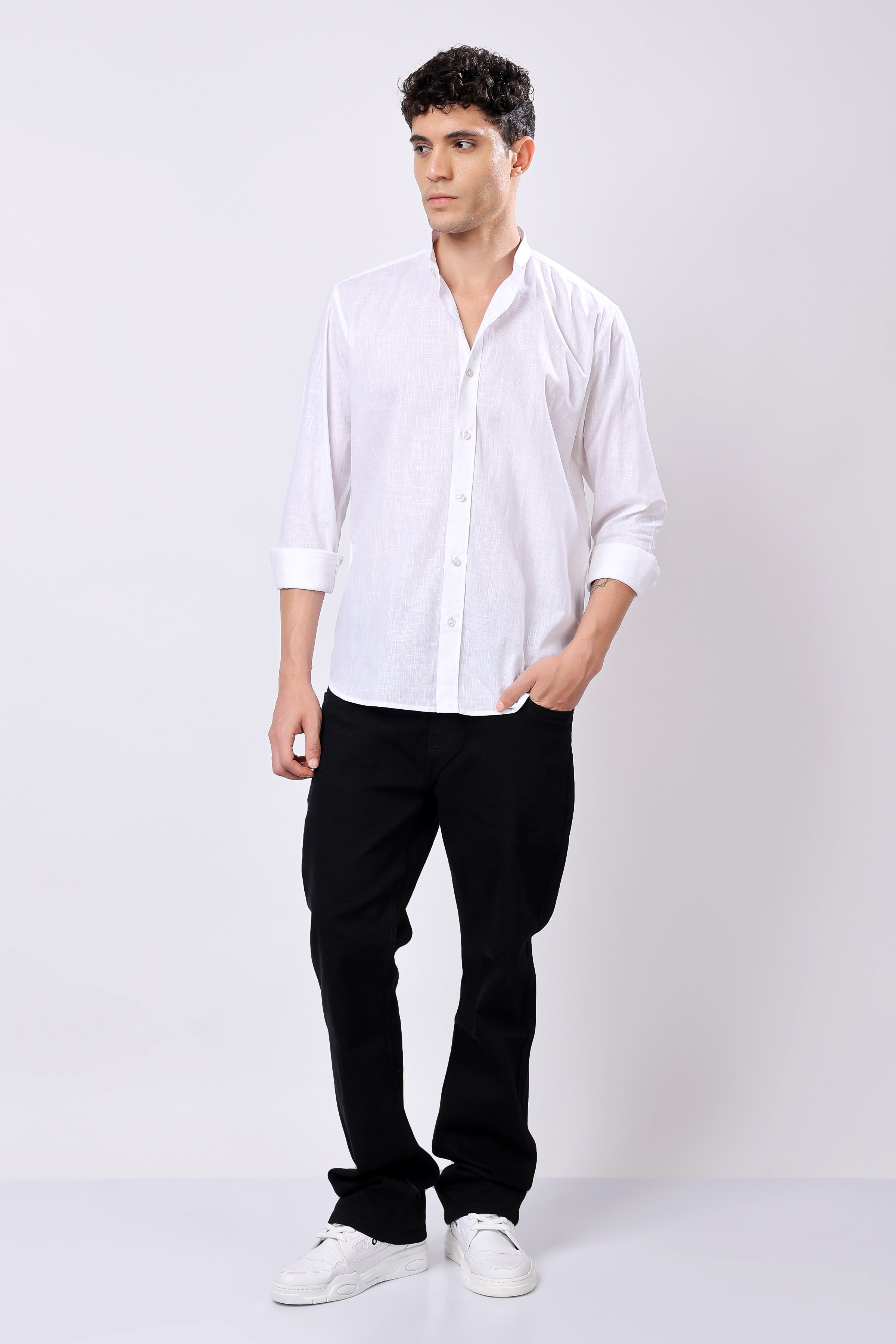 Stylox Regular Fit Full Sleeve Solid Casual White Shirt For Men