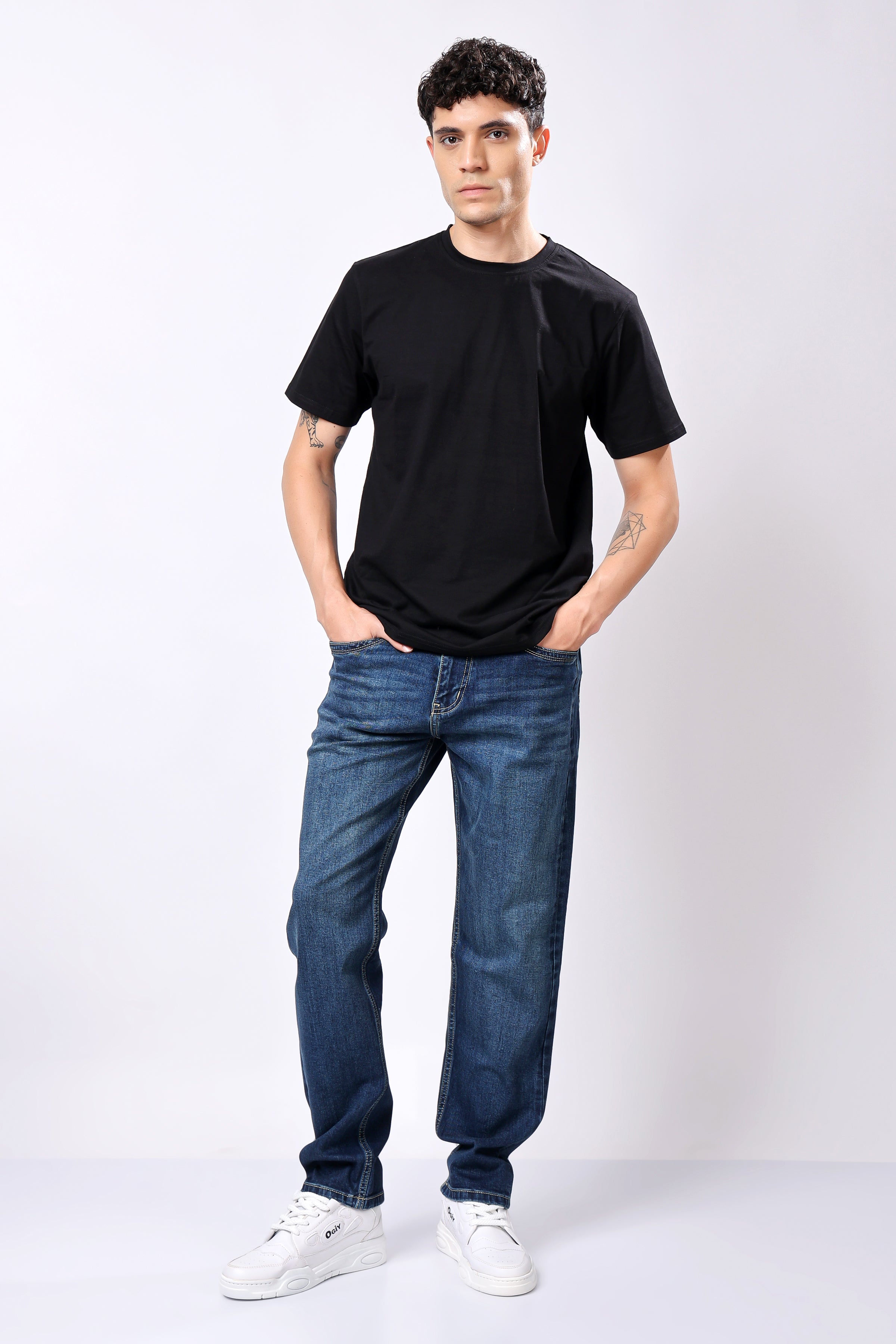 Stylox Men's Relaxed Fit Washed Jeans