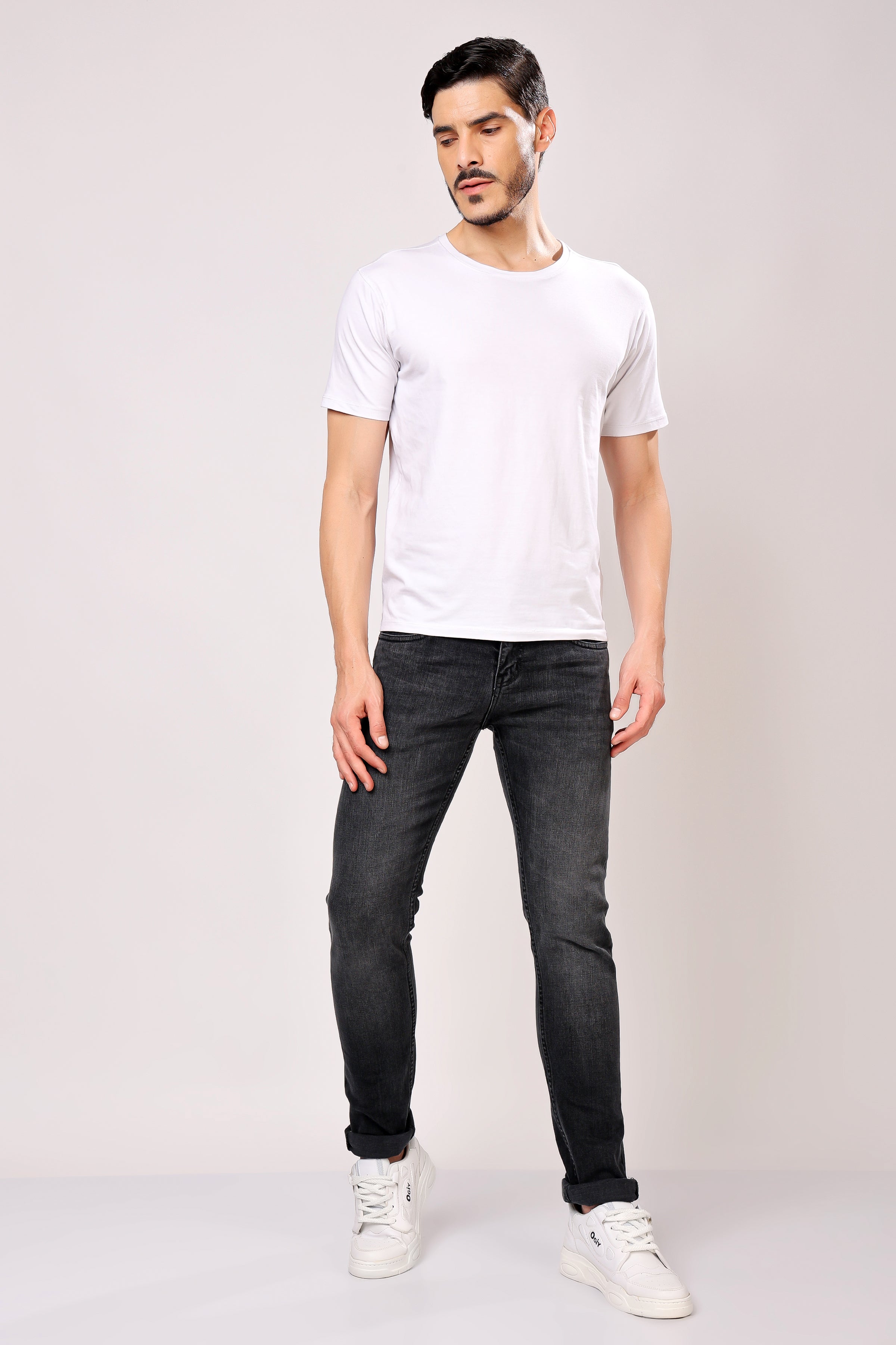 Stylox Men’s Slim Fit Denim Jeans - Dark Grey, Mid Dark Grey , Steal Grey & Mid Steal Grey