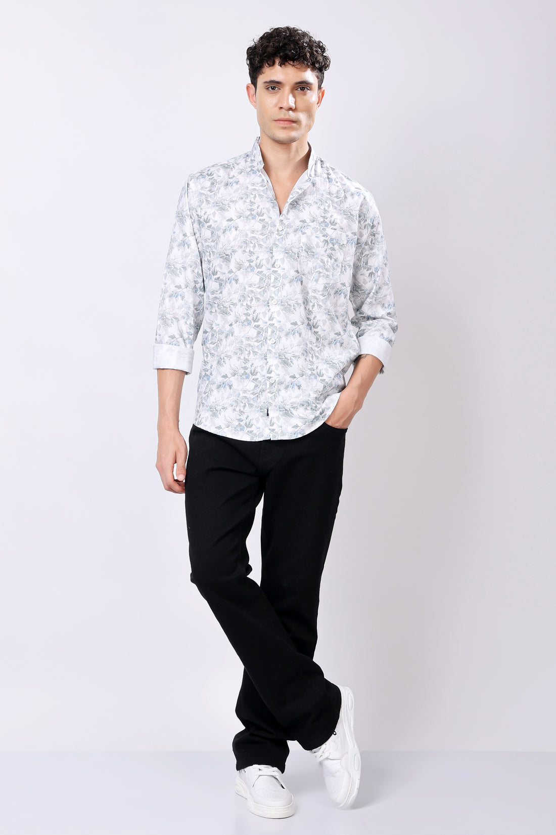 STYLOX FULL SLEEVE LEAF PRINT CASUAL SHIRT