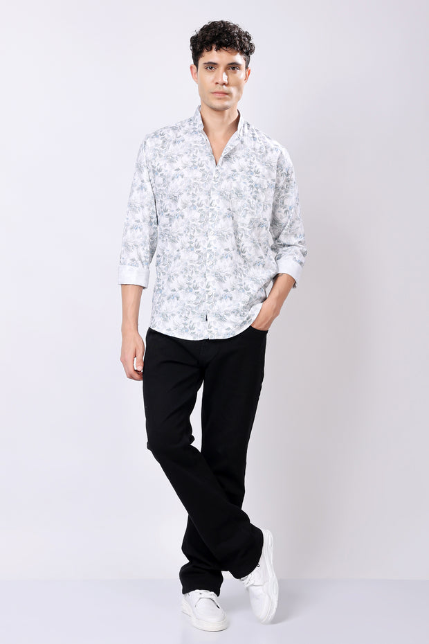 STYLOX FULL SLEEVE LEAF PRINT CASUAL SHIRT