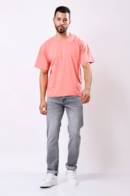 Stylox Men’s Drop Shoulder Round Neck Solid T-Shirt – Oversized Fit, Trendy &amp; Comfortable Casual Wear