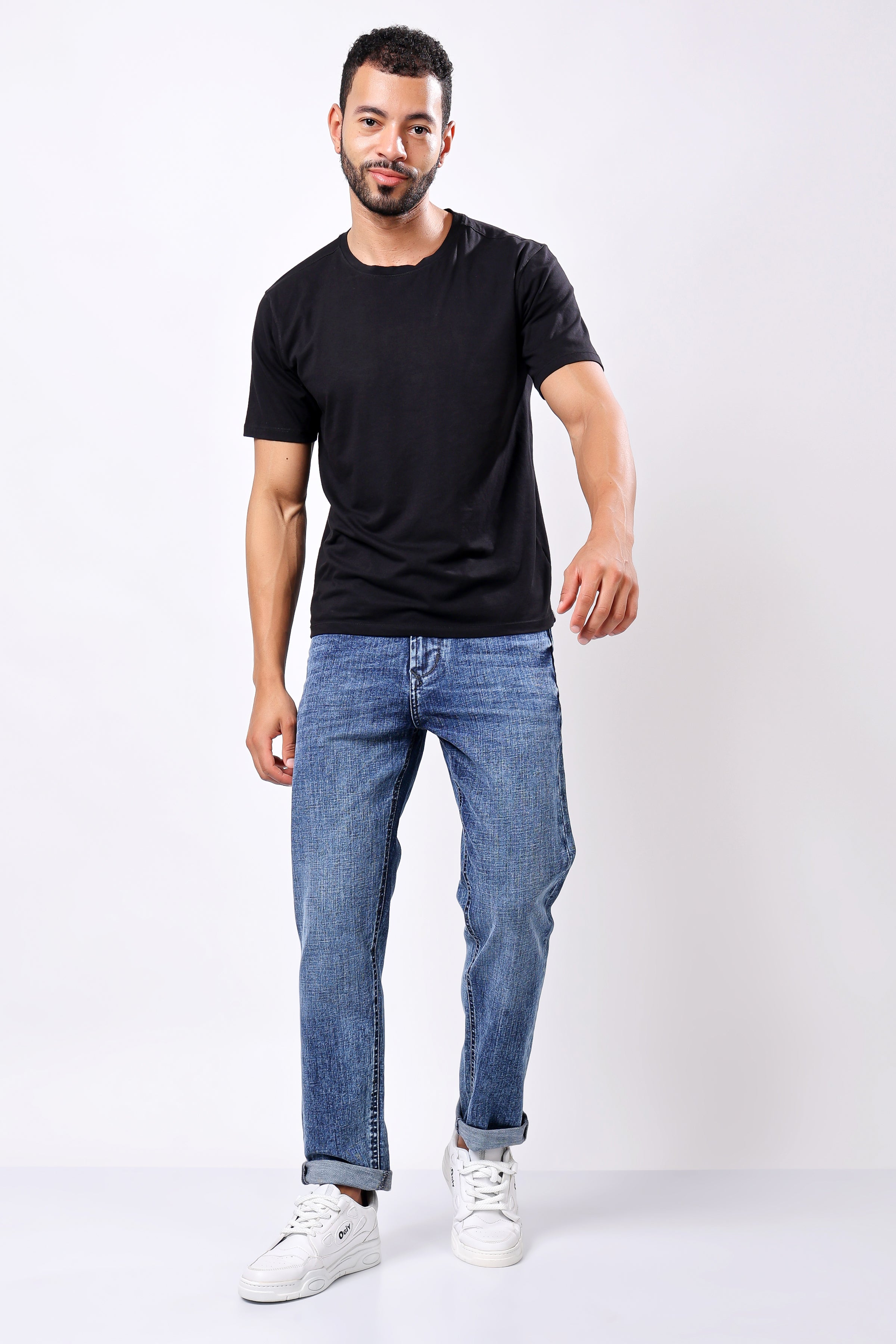 Stylox Men’s Relaxed Fit Denim Jeans - Dark Blue, Light Blue