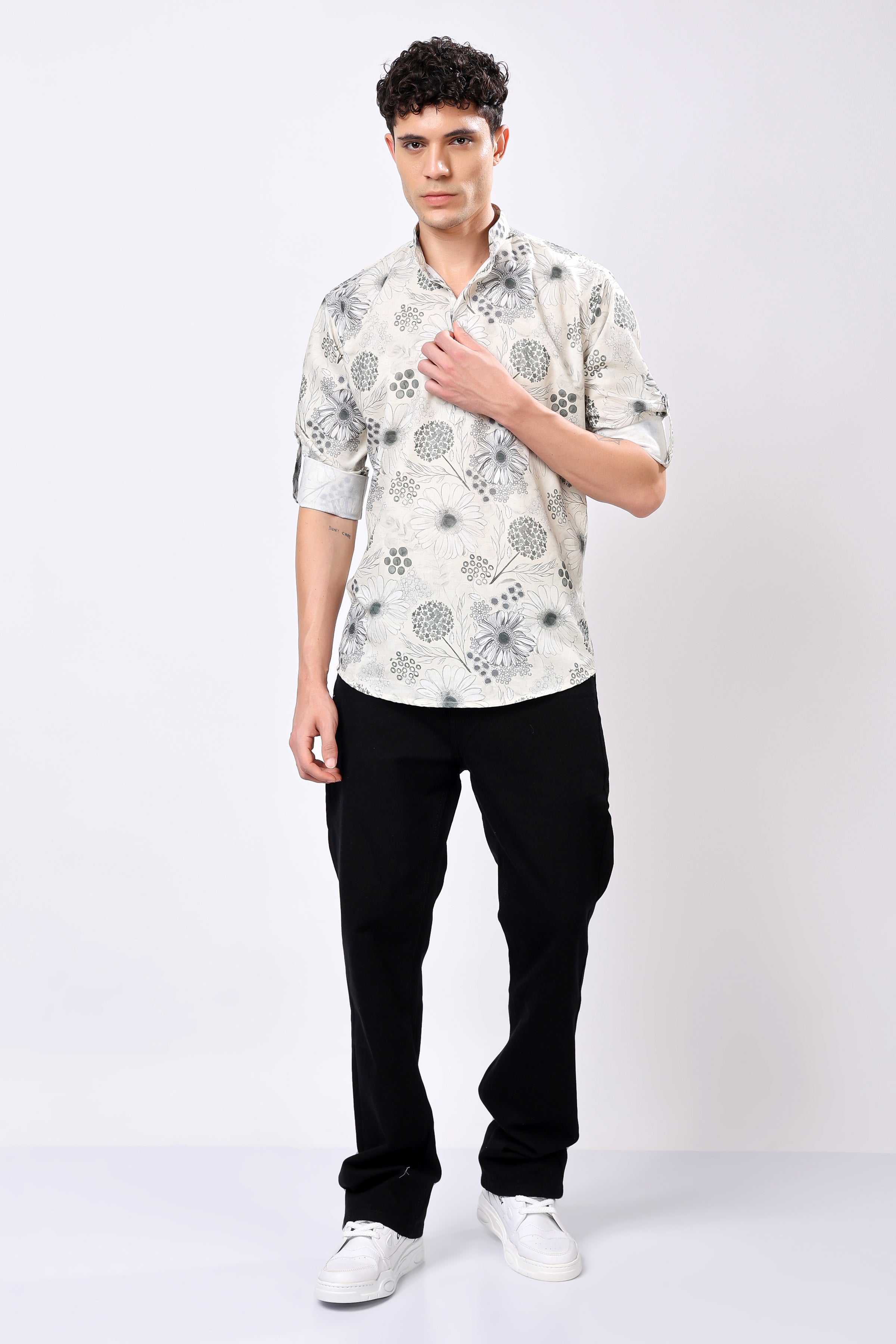 Stylox Flower Print Full Sleeve Casual Kurta