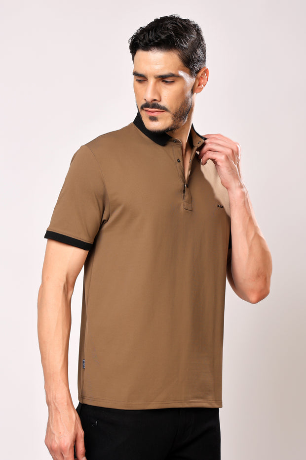 Stylox Men's Solid Polo Neck Casual T-Shirt
