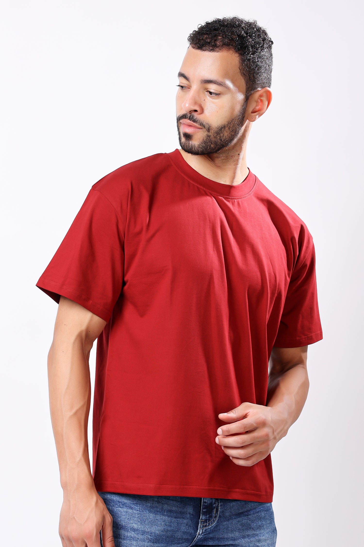 Stylox Men’s Drop Shoulder Round Neck Solid T-Shirt – Oversized Fit, Trendy &amp; Comfortable Casual Wear