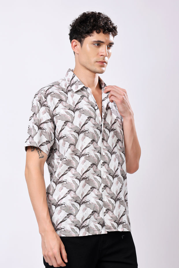 Stylox Half Sleeve Leaf Print Casual Shirt