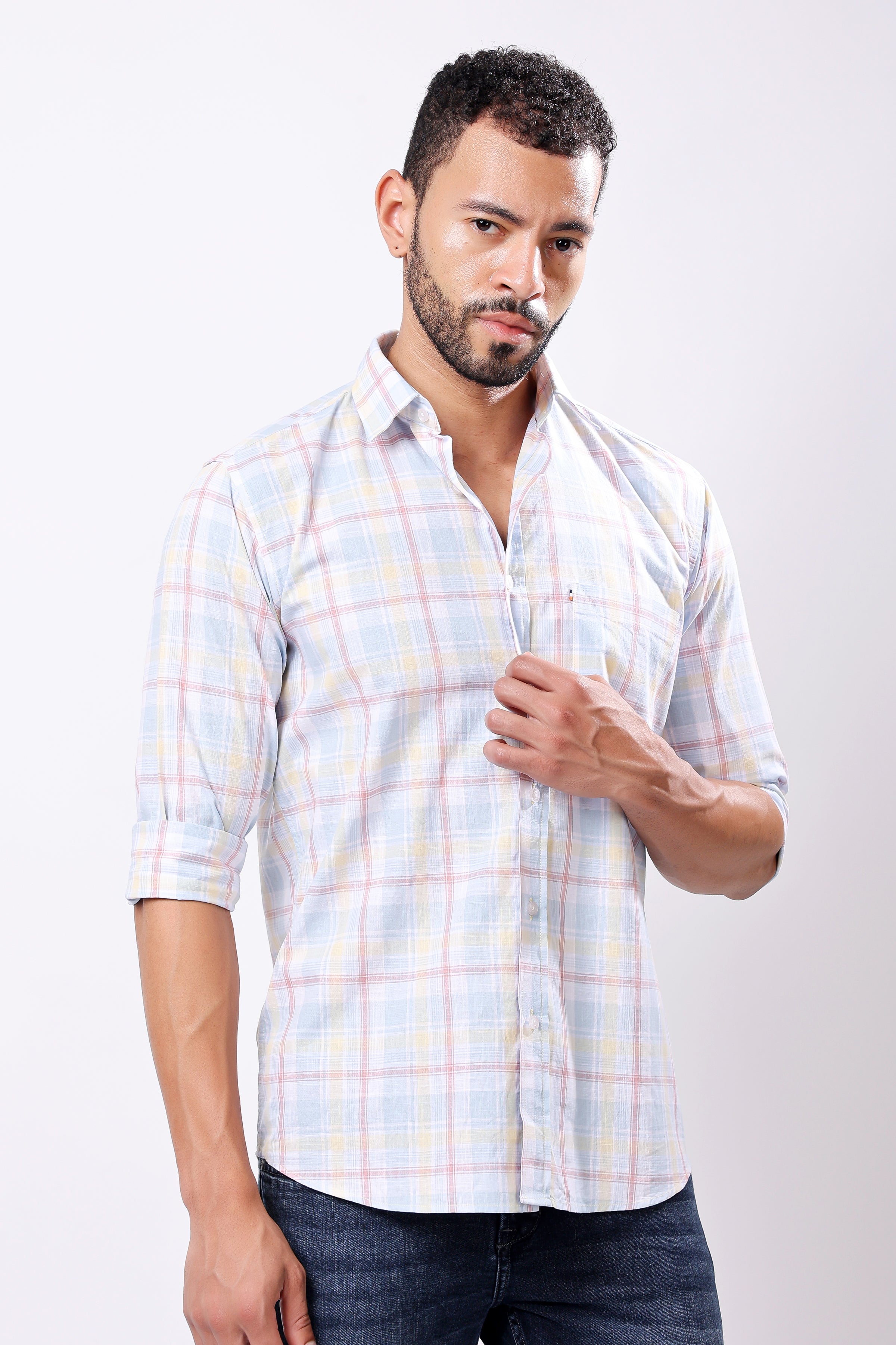 Stylox Men’s Regular Fit Full Sleeve Check Shirt - Stylox