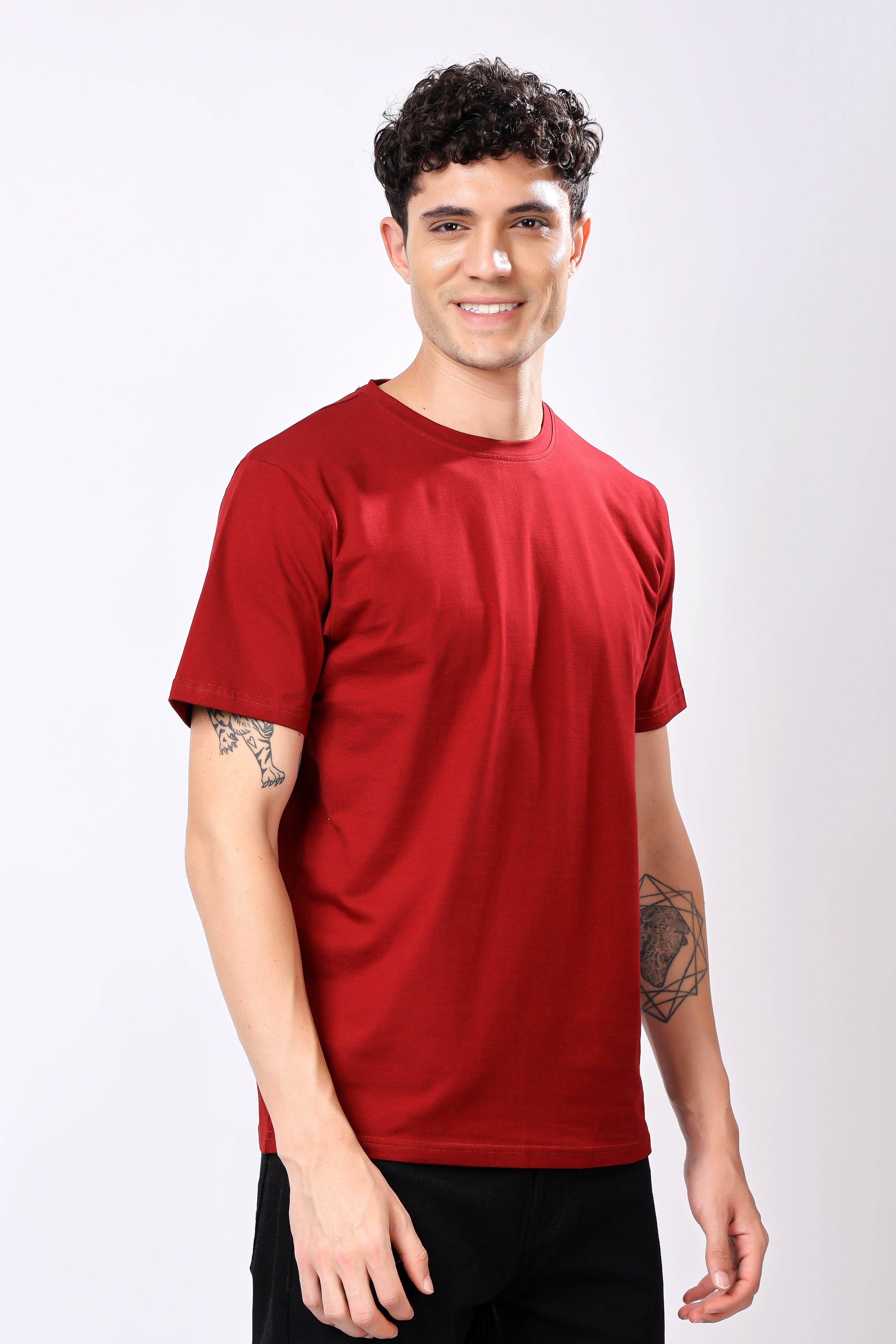 STYLOX Round Neck Solid T-Shirt - Stylox