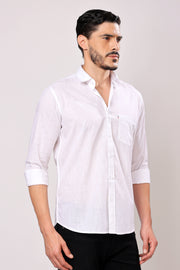 Stylox Men's Solid Full Sleeve Casual Shirt Color - White