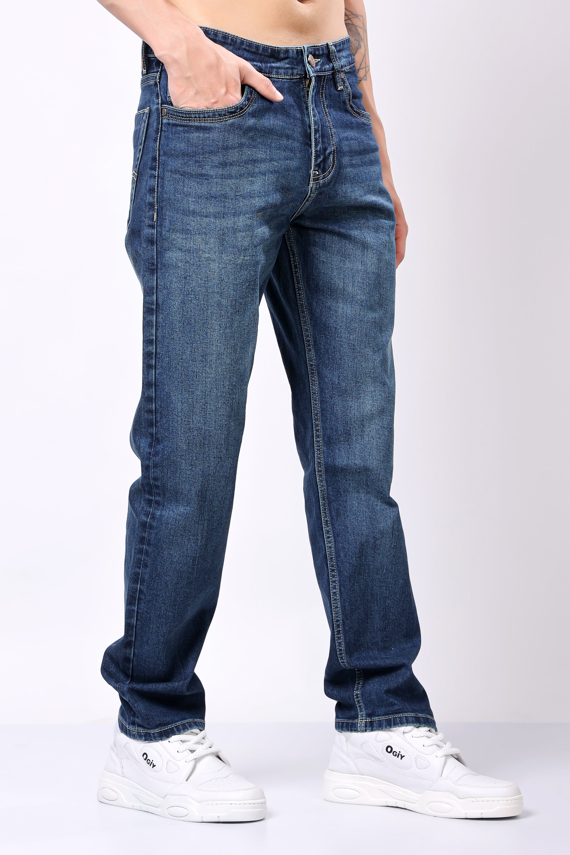 Stylox Men's Relaxed Fit Washed Jeans