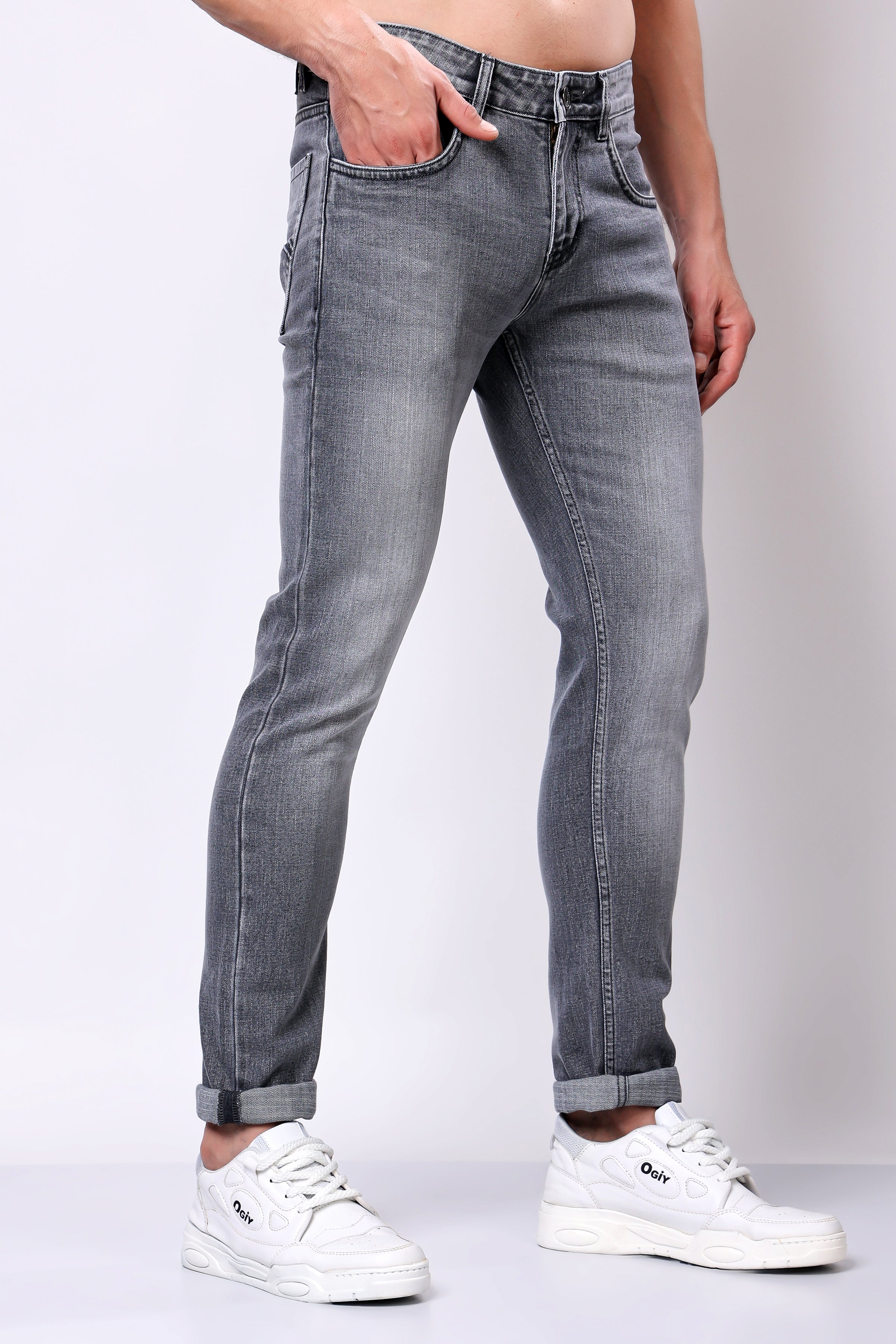 Stylox Men’s Slim Fit Denim Jeans - Dark Grey, Mid Dark Grey , Steal Grey & Mid Steal Grey