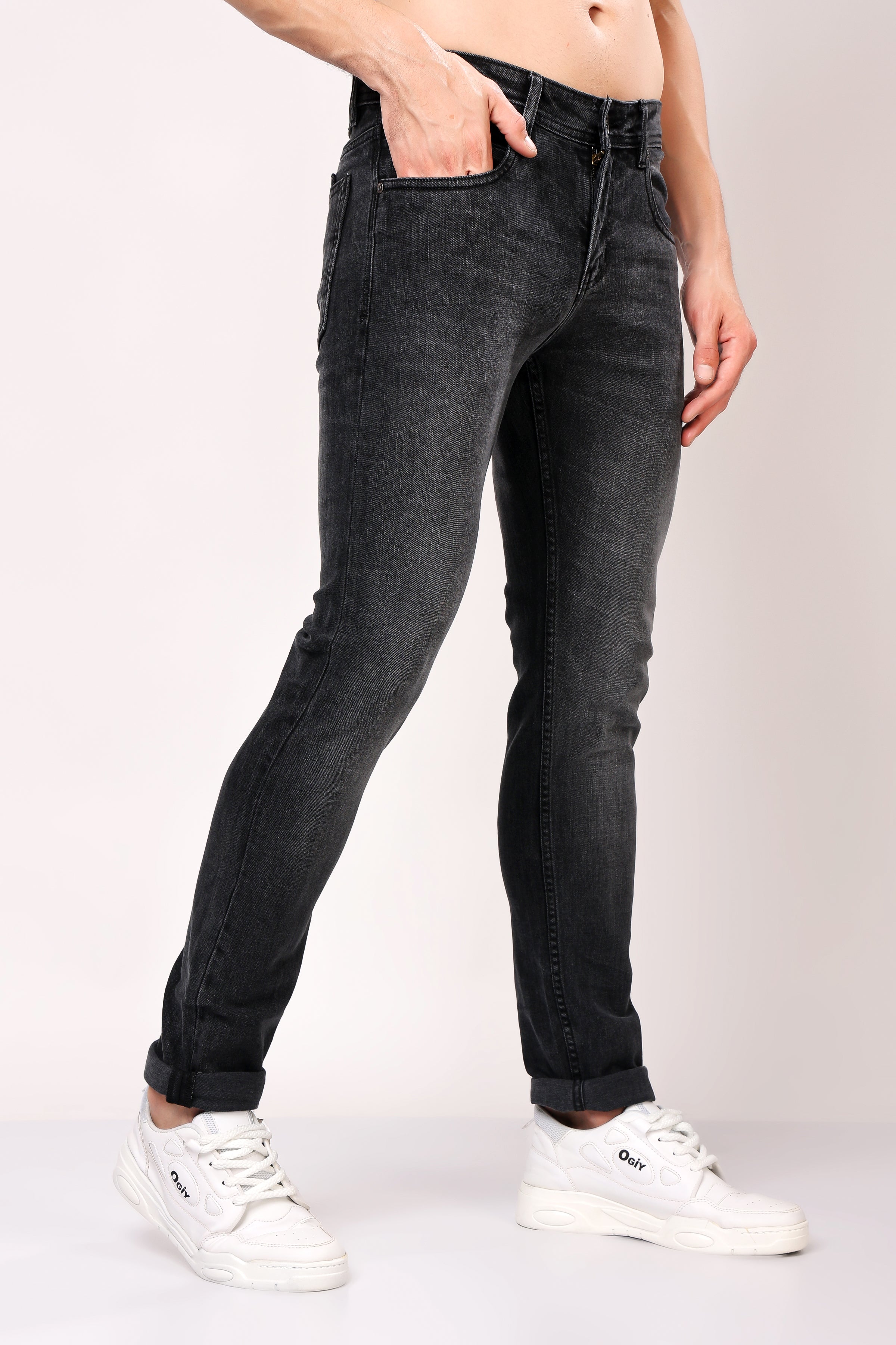 Stylox Men’s Slim Fit Denim Jeans - Dark Grey, Mid Dark Grey , Steal Grey & Mid Steal Grey