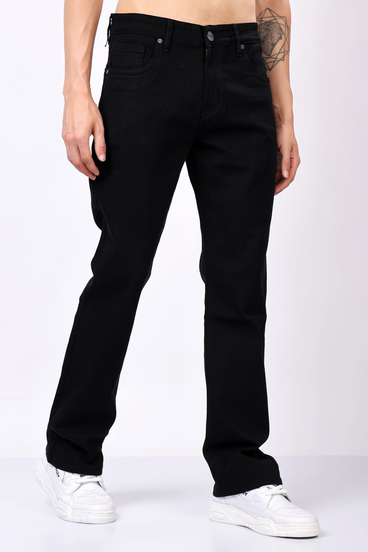 Stylox Bootcut Fit Men's Casual Denim Jeans - Black |