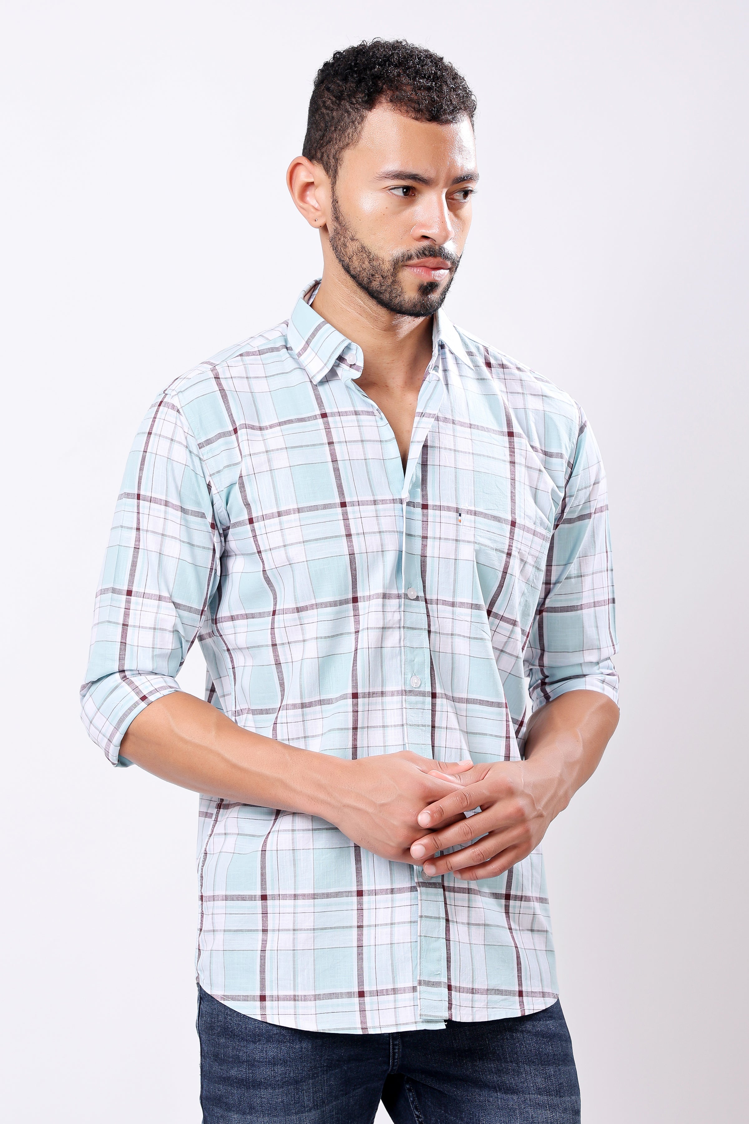 Stylox Regular Fit Full Sleeve Casual Check Shirt - Stylox