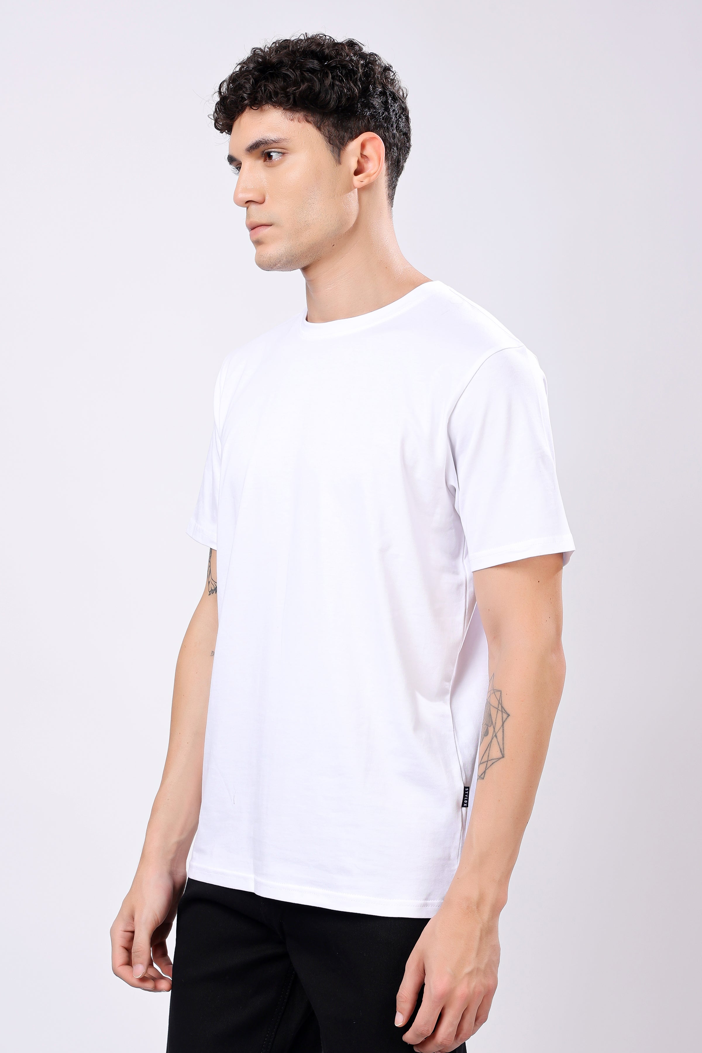 STYLOX Round Neck Solid T-Shirt - Stylox