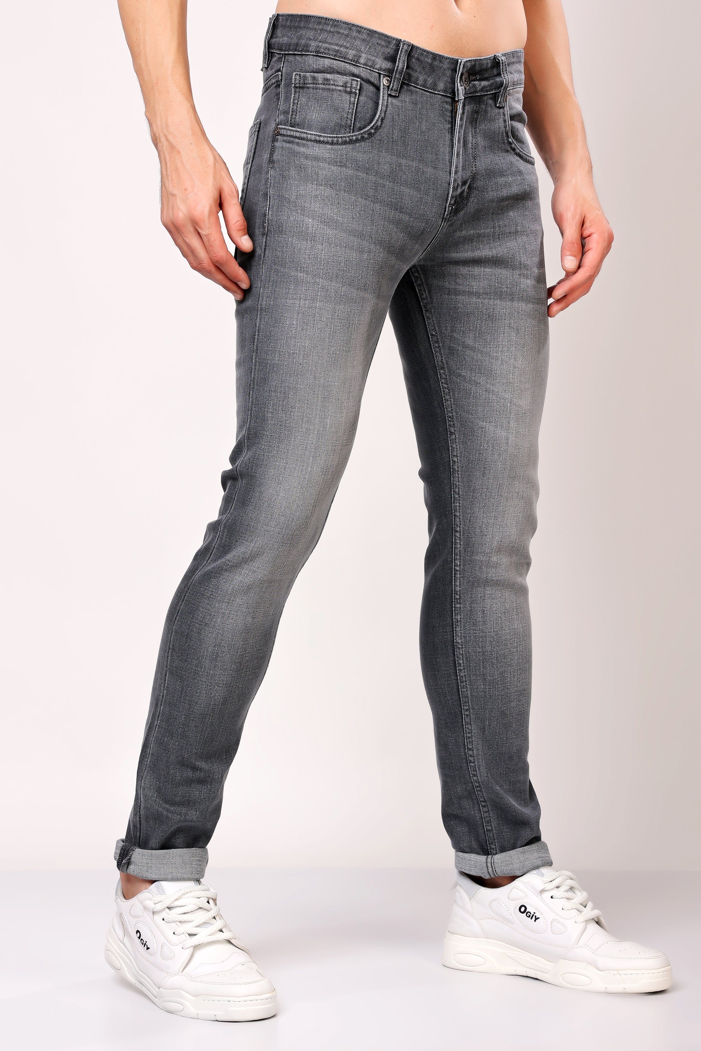Stylox Men’s Slim Fit Denim Jeans - Dark Grey, Mid Dark Grey , Steal Grey & Mid Steal Grey
