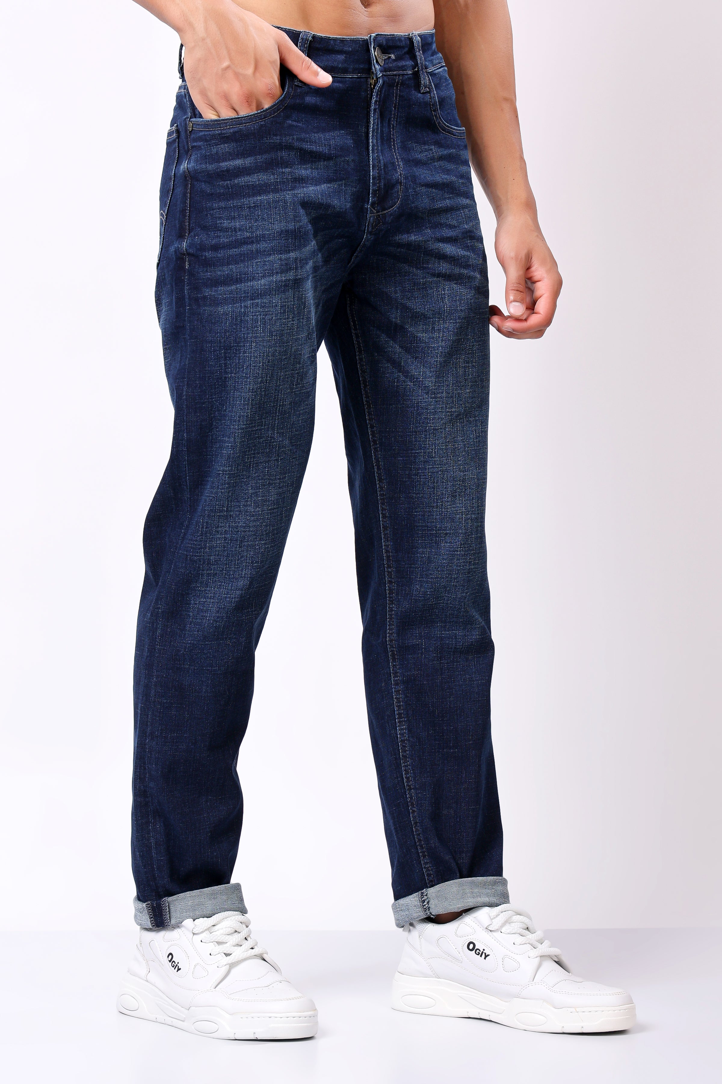 Stylox Men’s Relaxed Fit Denim Jeans - Dark Blue, Light Blue