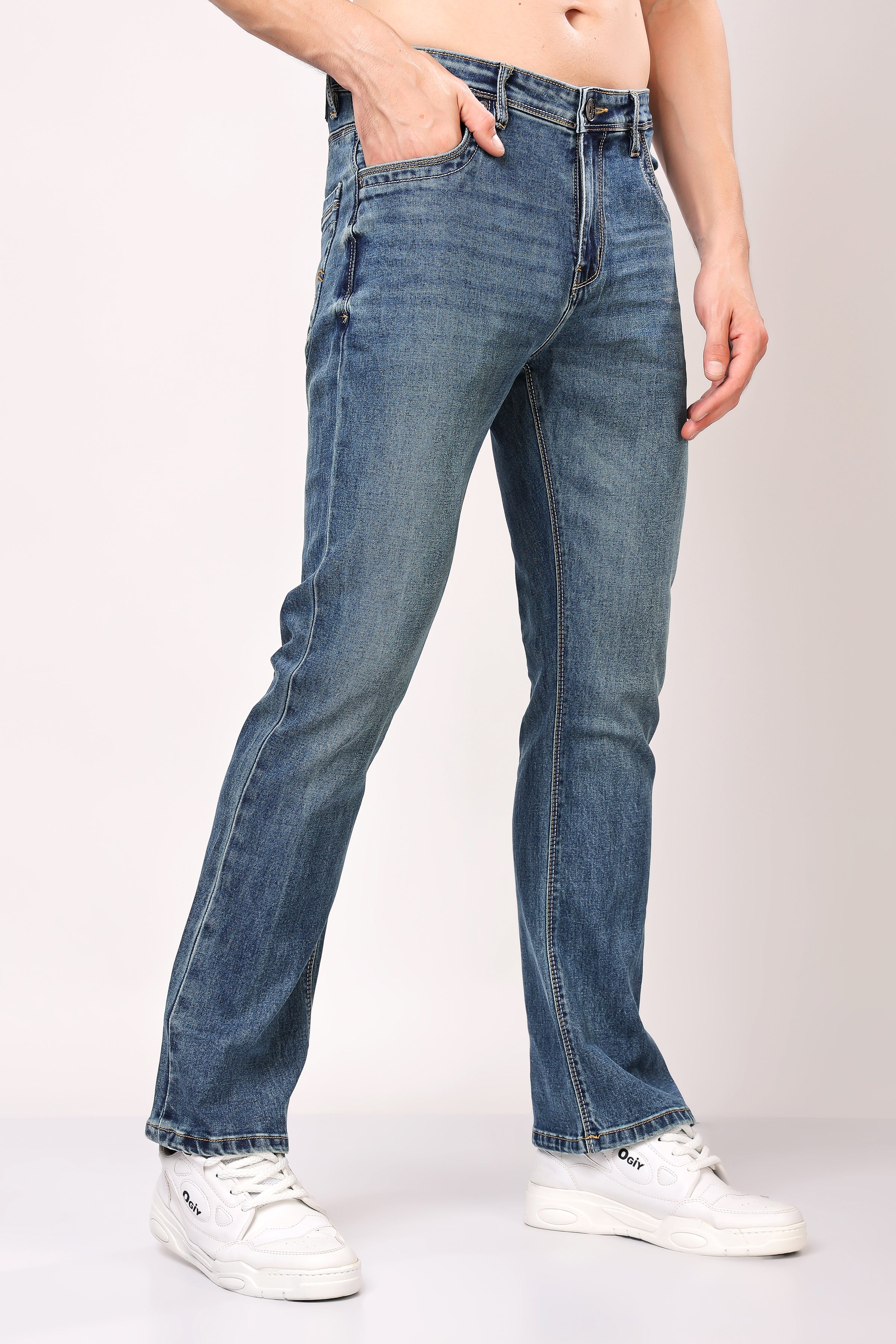Stylox Bootcut Fit Men's Casual Denim Jeans -Dark Blue, Light Blue, Greenish Blue | - Stylox