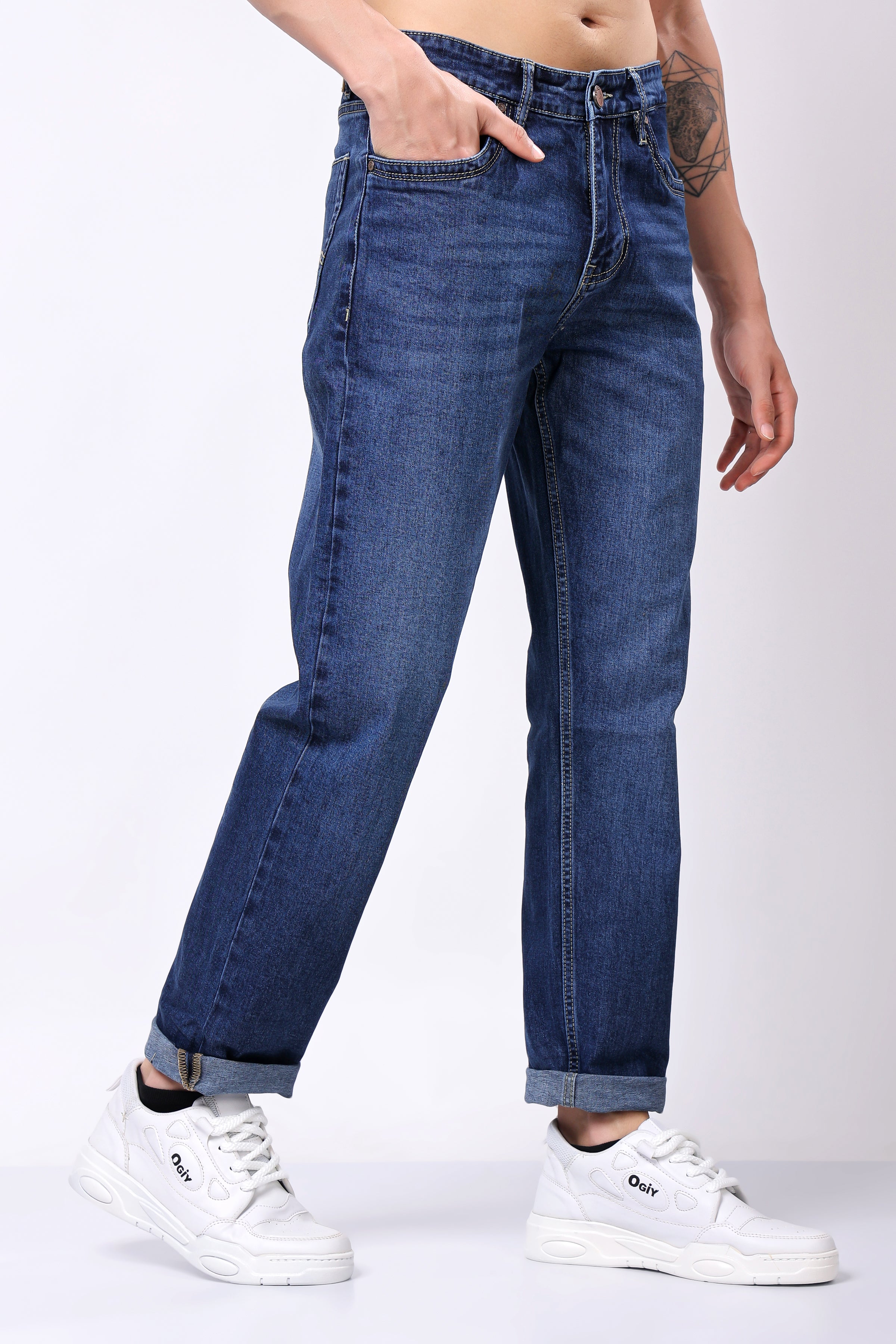 Stylox Men's Relaxed Fit Washed Jeans