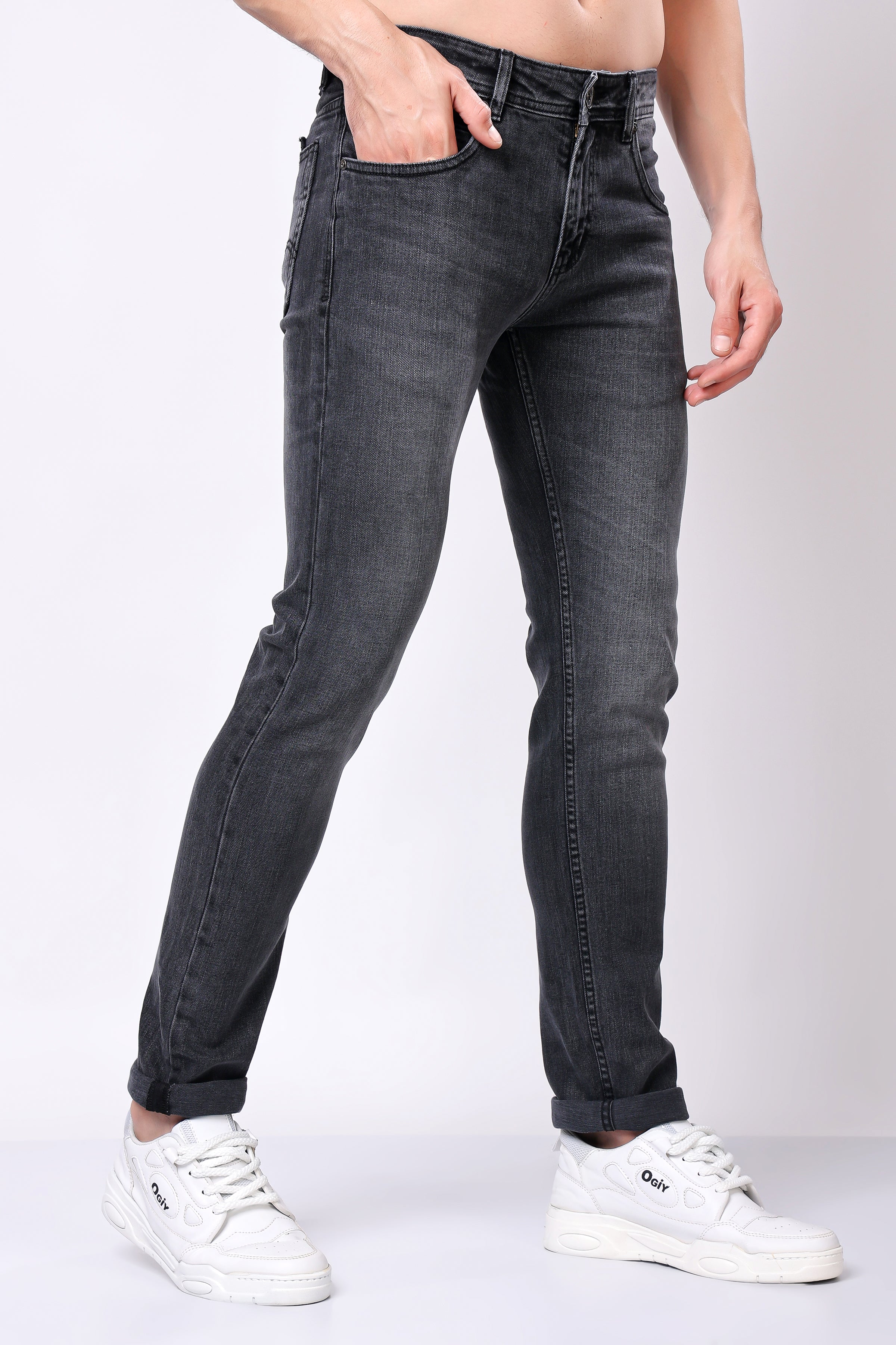 Stylox Men’s Slim Fit Denim Jeans - Dark Grey, Mid Dark Grey , Steal Grey & Mid Steal Grey