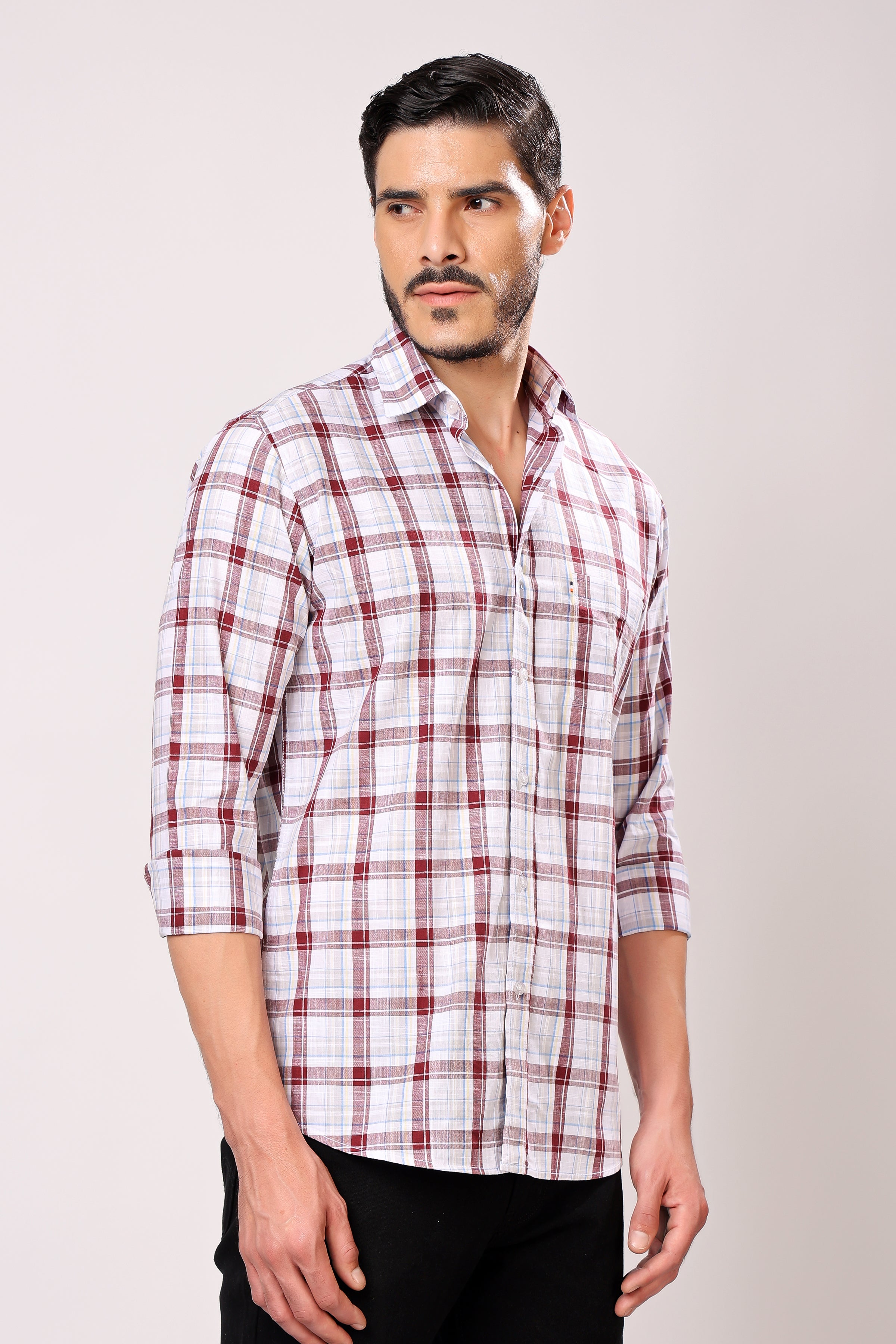 Stylox Men's Regular Fit Full Sleeve Casual Check Shirt - Stylox