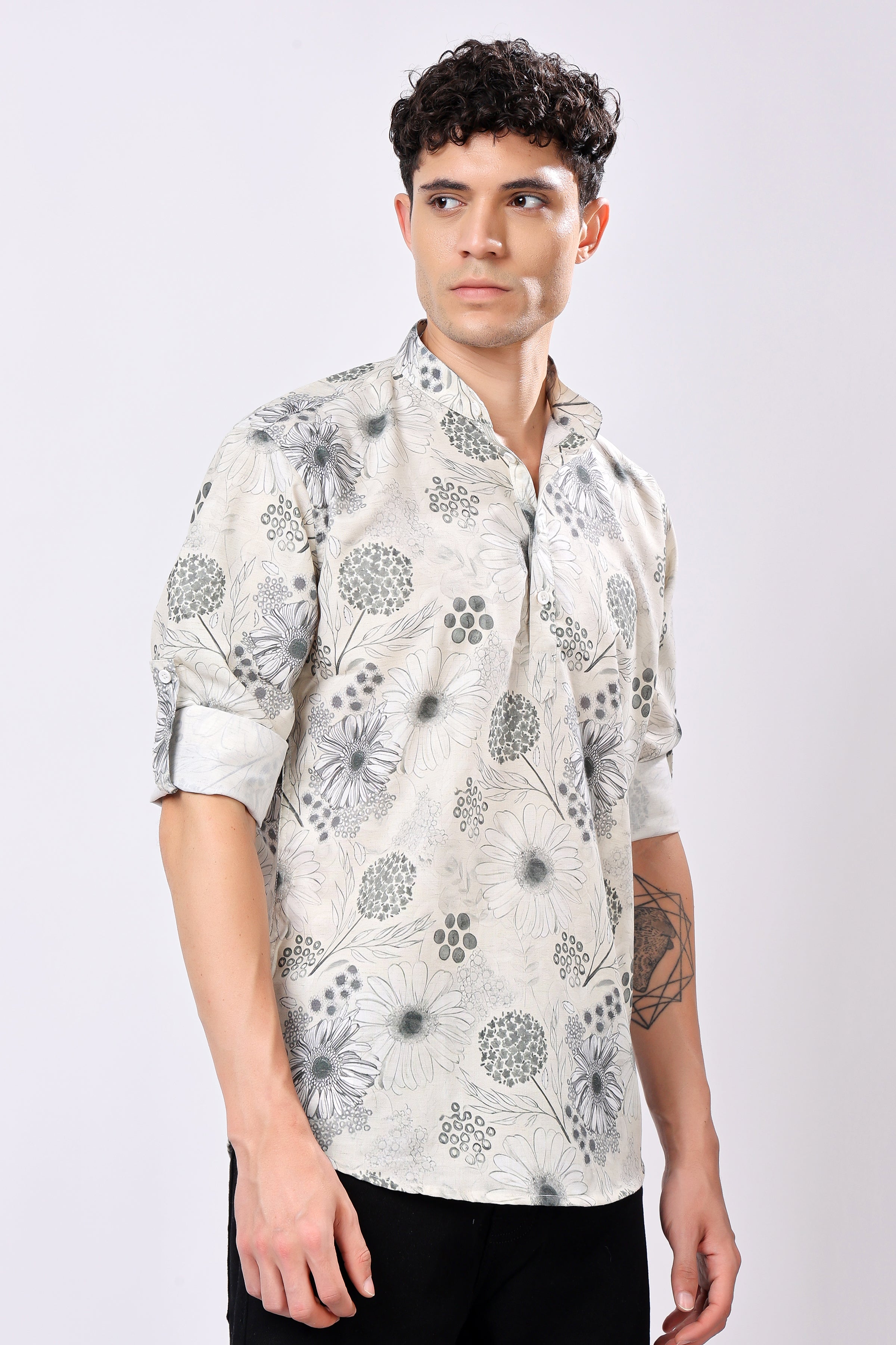 Stylox Flower Print Full Sleeve Casual Kurta