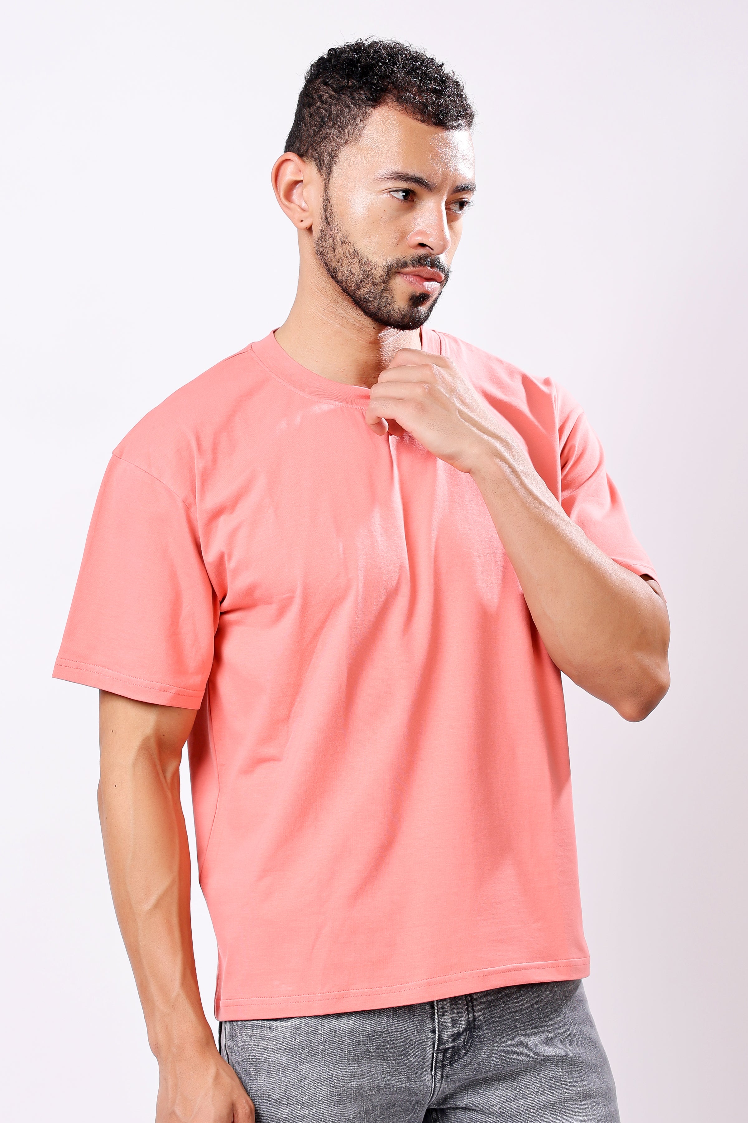 Stylox Men’s Drop Shoulder Round Neck Solid T-Shirt – Oversized Fit, Trendy & Comfortable Casual Wear - Stylox