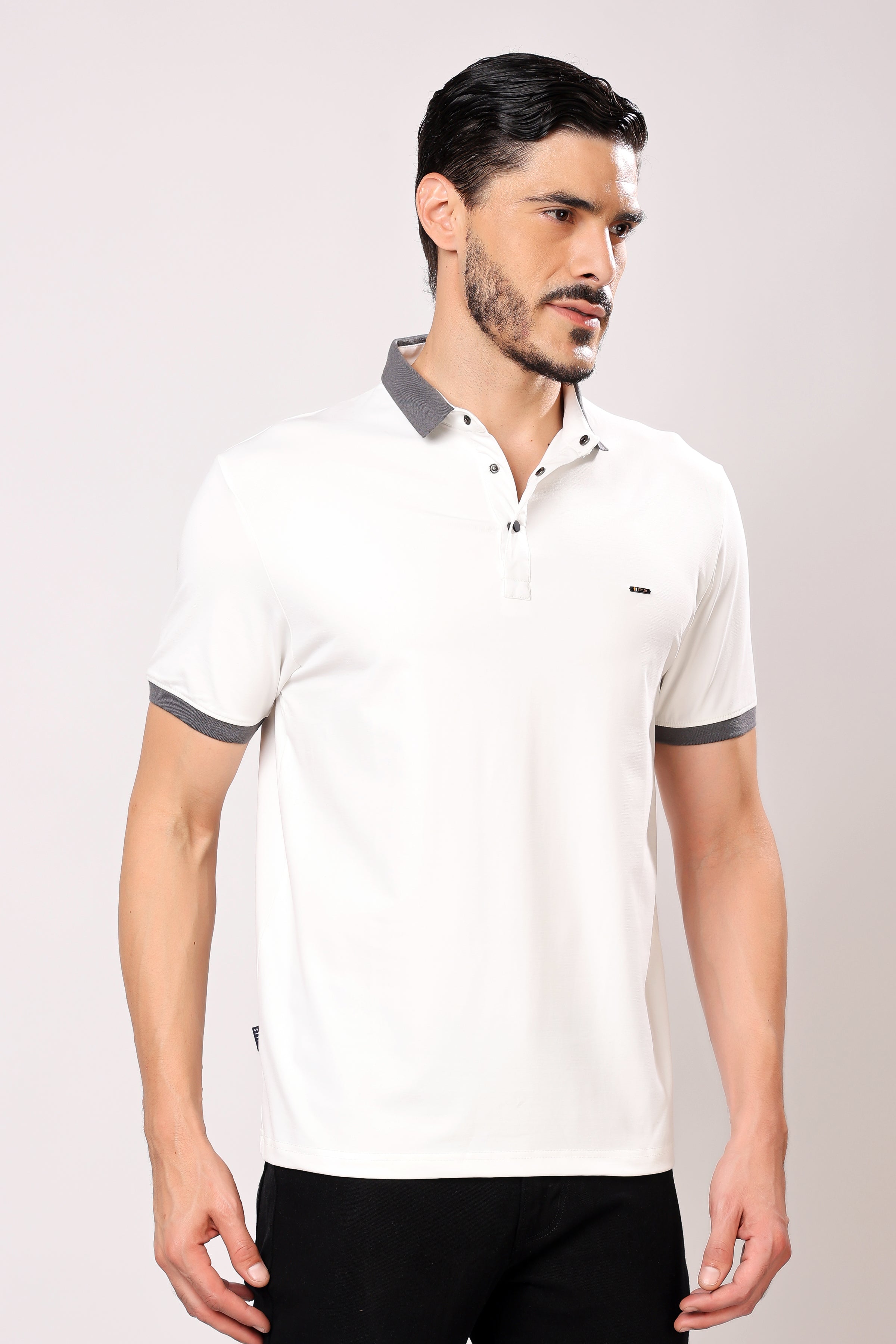 Stylox Men's Solid Polo Neck Casual T-Shirt - Stylox