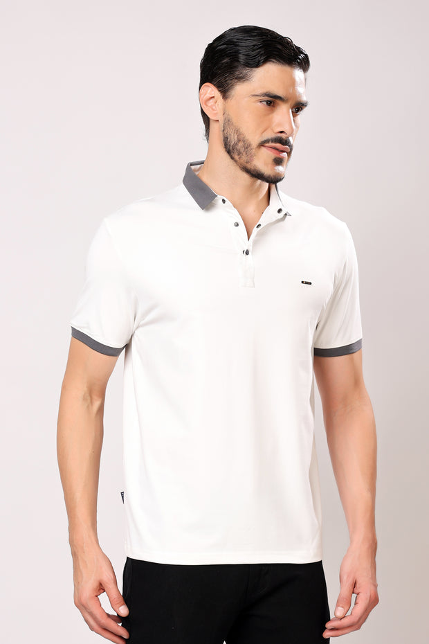 Stylox Men's Solid Polo Neck Casual T-Shirt