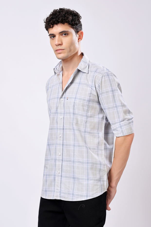 Stylox Olive Green Check Shirt For Men