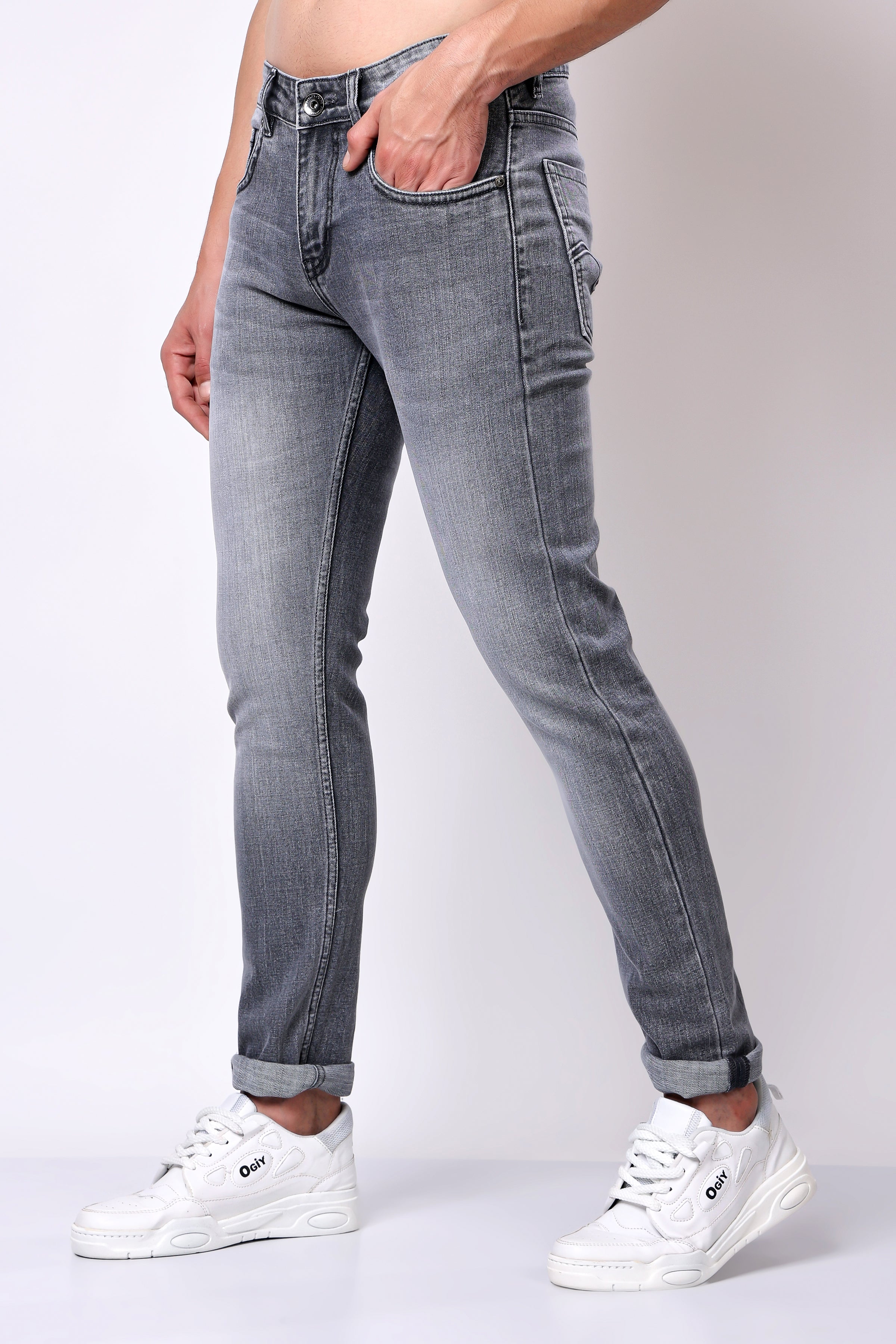 Stylox Men’s Slim Fit Denim Jeans - Dark Grey, Mid Dark Grey , Steal Grey & Mid Steal Grey